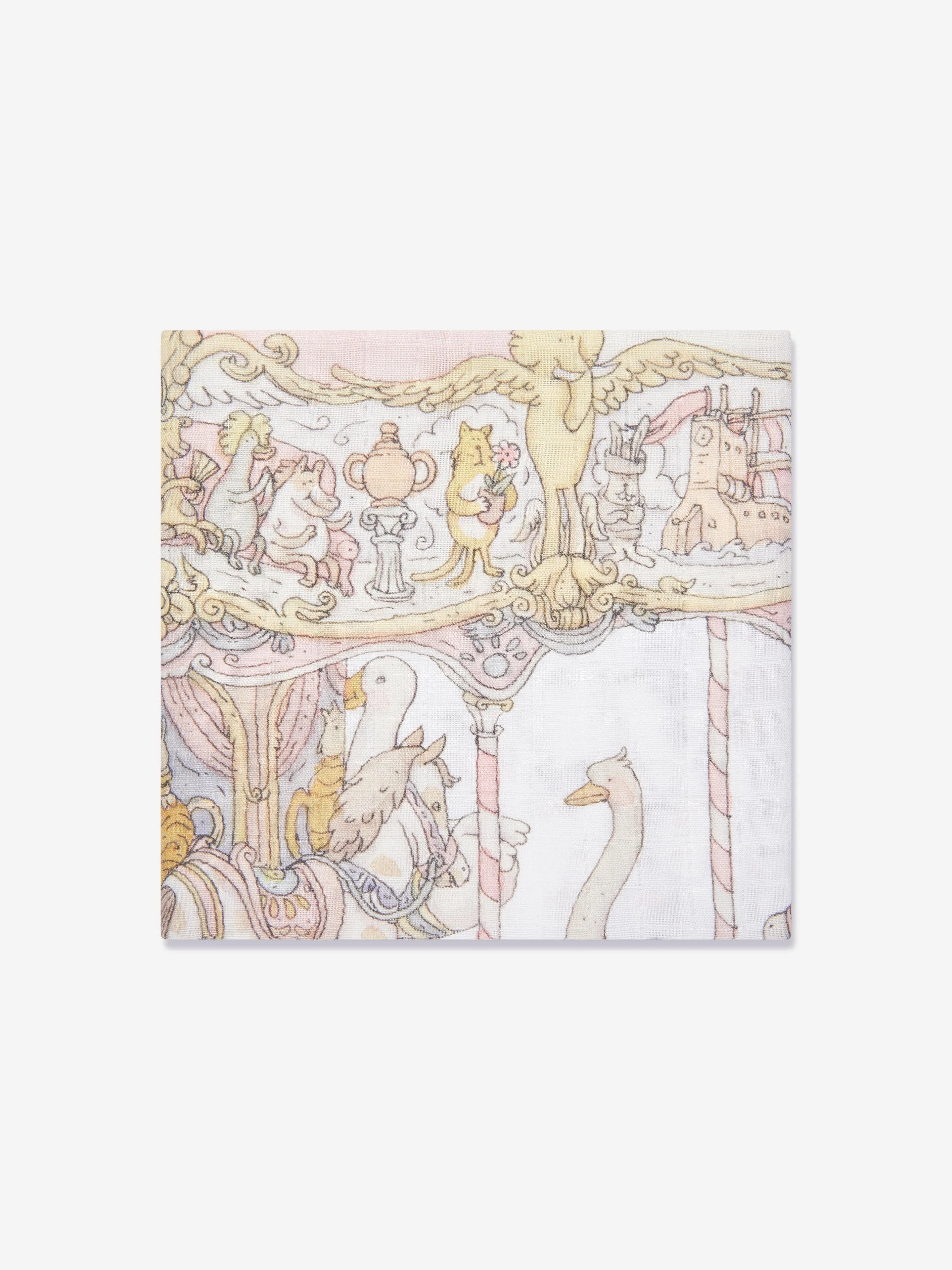 Atelier Choux Baby Girls Carousel Swaddle in Pink (100cm)