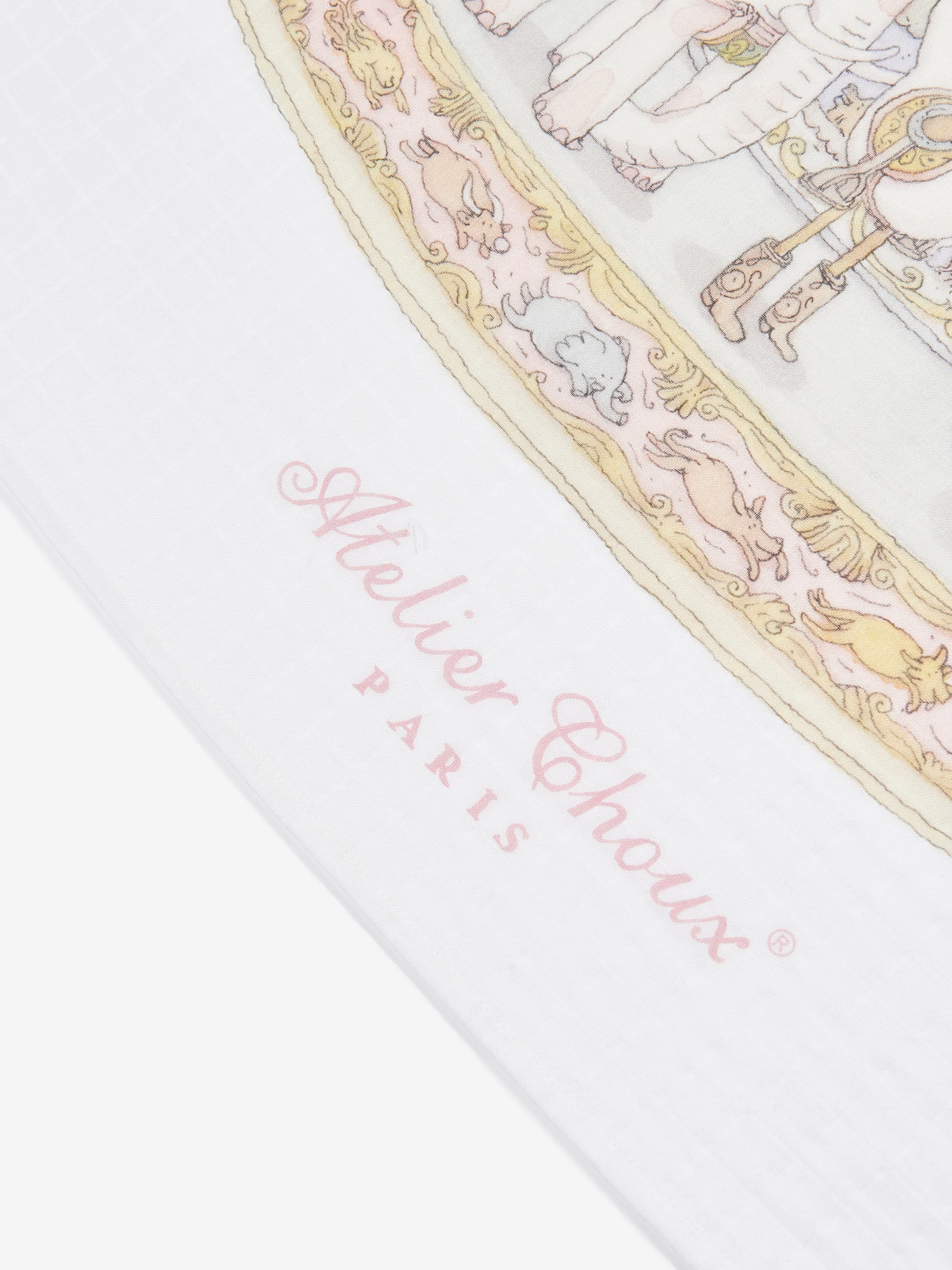 Atelier Choux Baby Girls Carousel Swaddle in Pink (100cm)