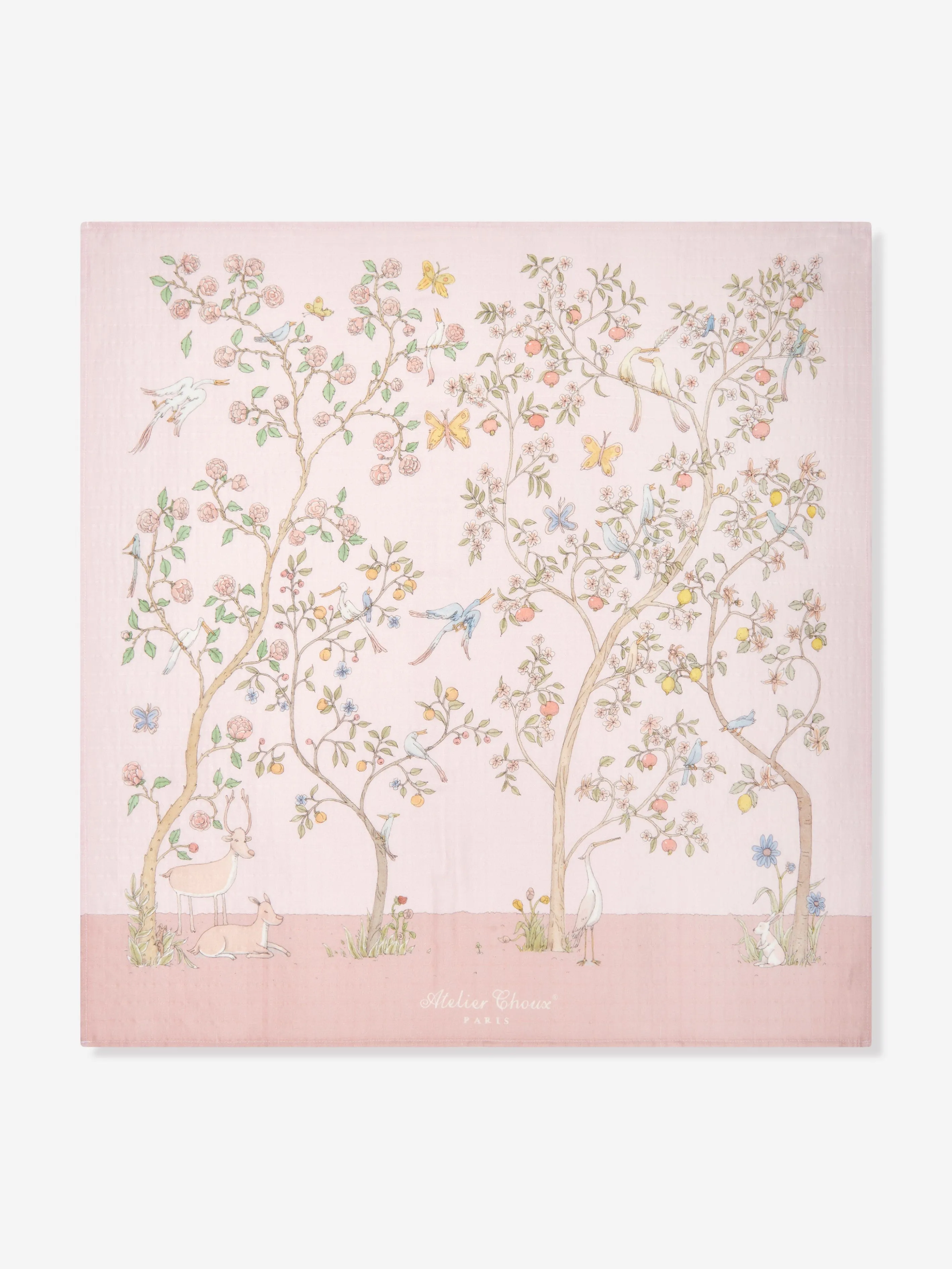 Atelier Choux Baby Girls In Bloom Swaddle And Satin Bib Gift Set in Pink