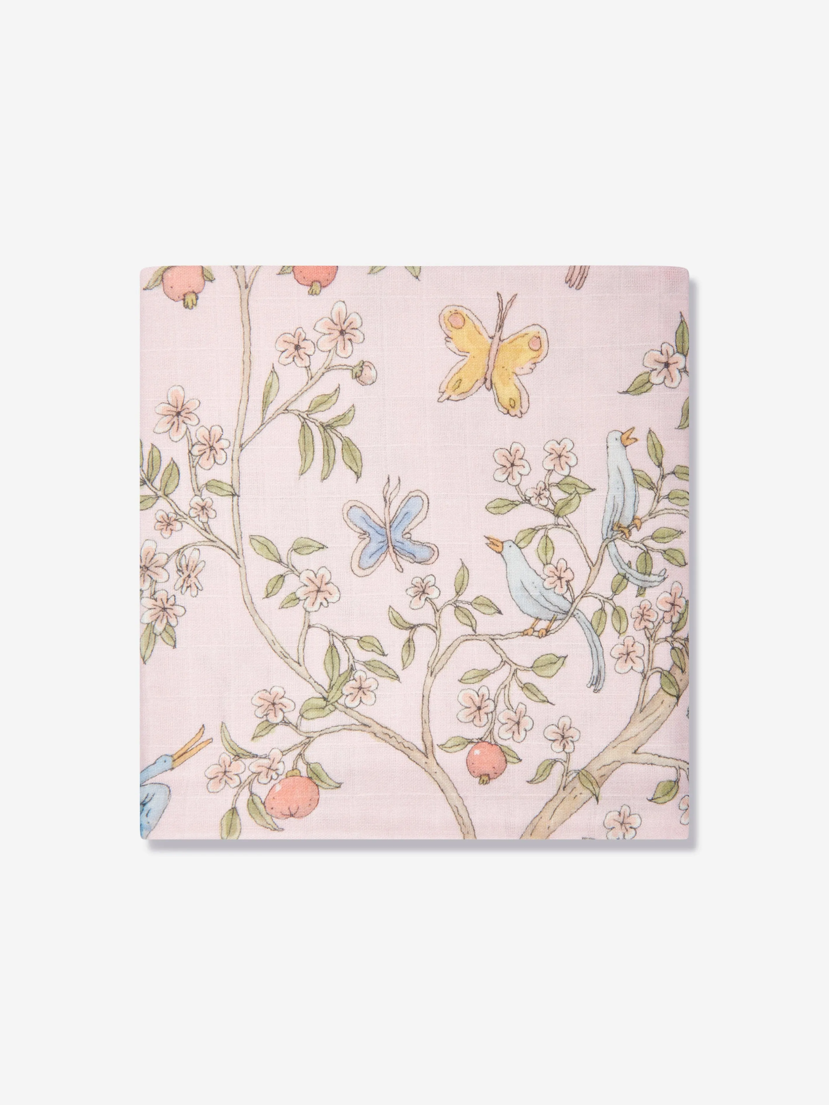 Atelier Choux Baby Girls In Bloom Swaddle And Satin Bib Gift Set in Pink