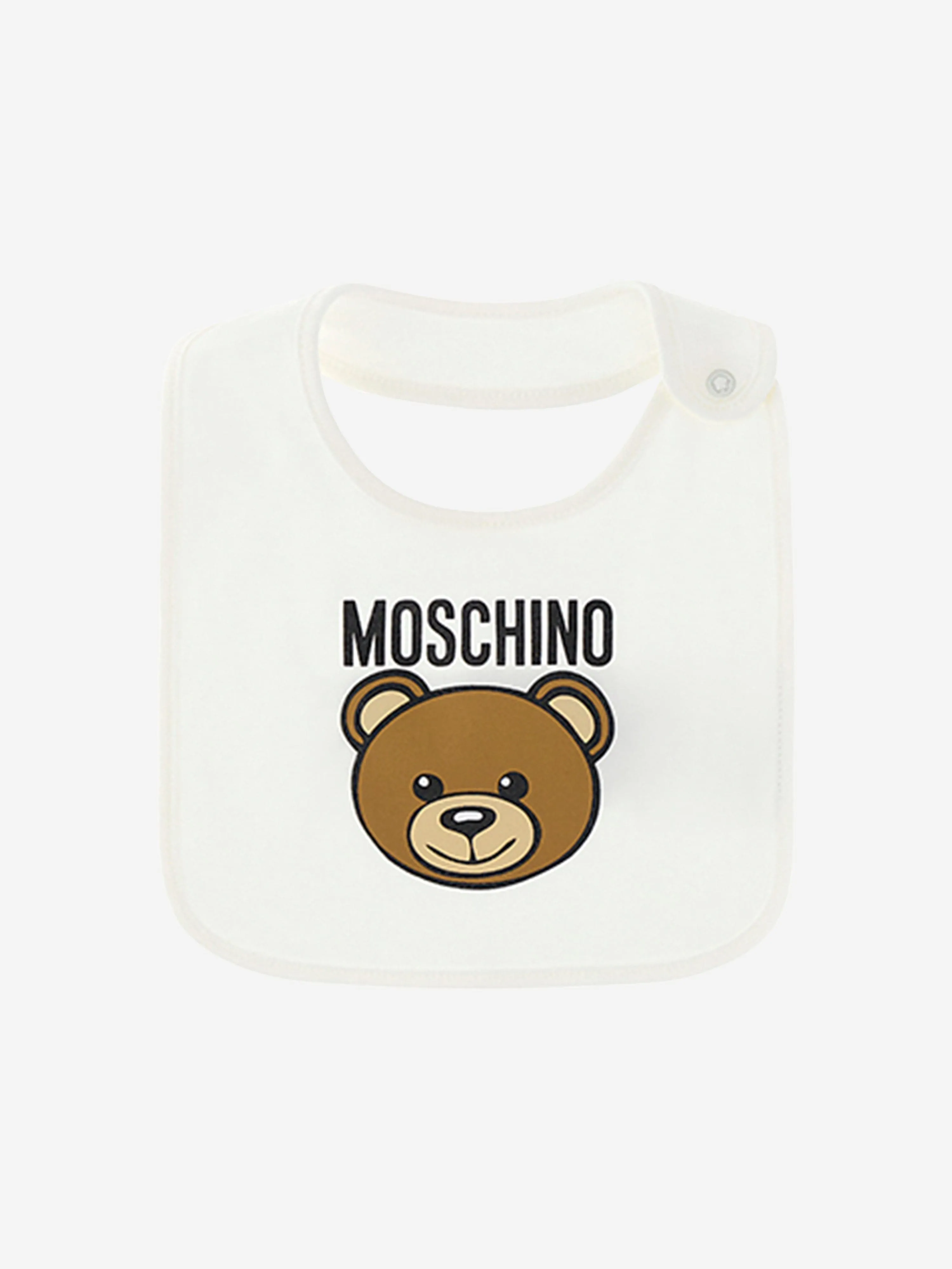 Baby Bear Logo Hat and Bib Set in Ivory