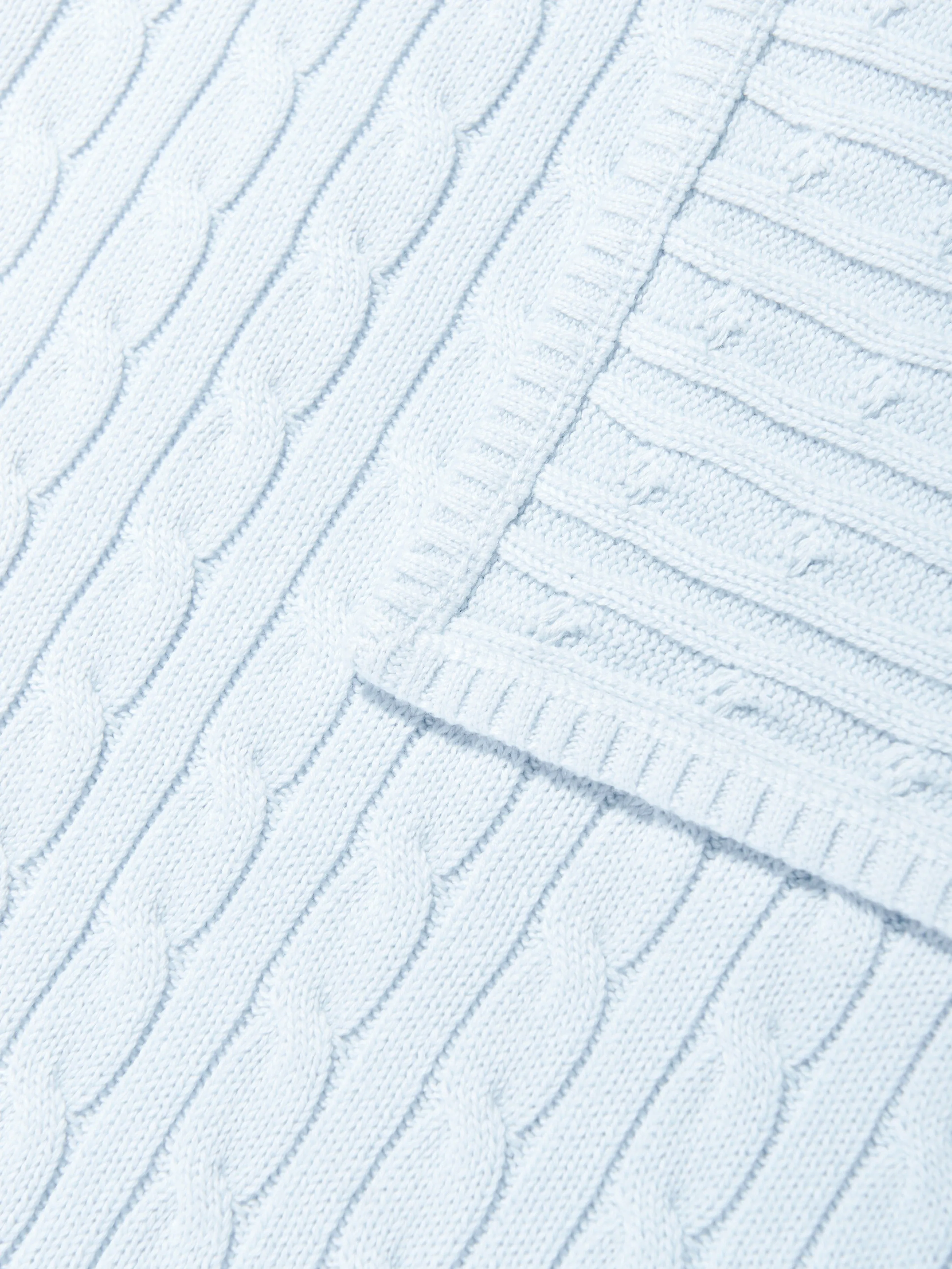 Baby Boys Cotton Cable Knit Blanket in Blue (101cm)