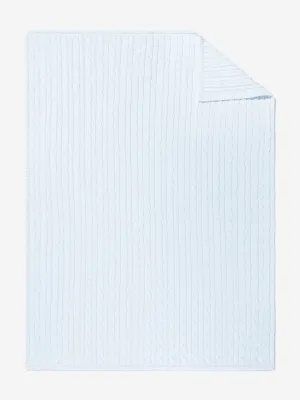 Baby Boys Cotton Cable Knit Blanket in Blue (101cm)