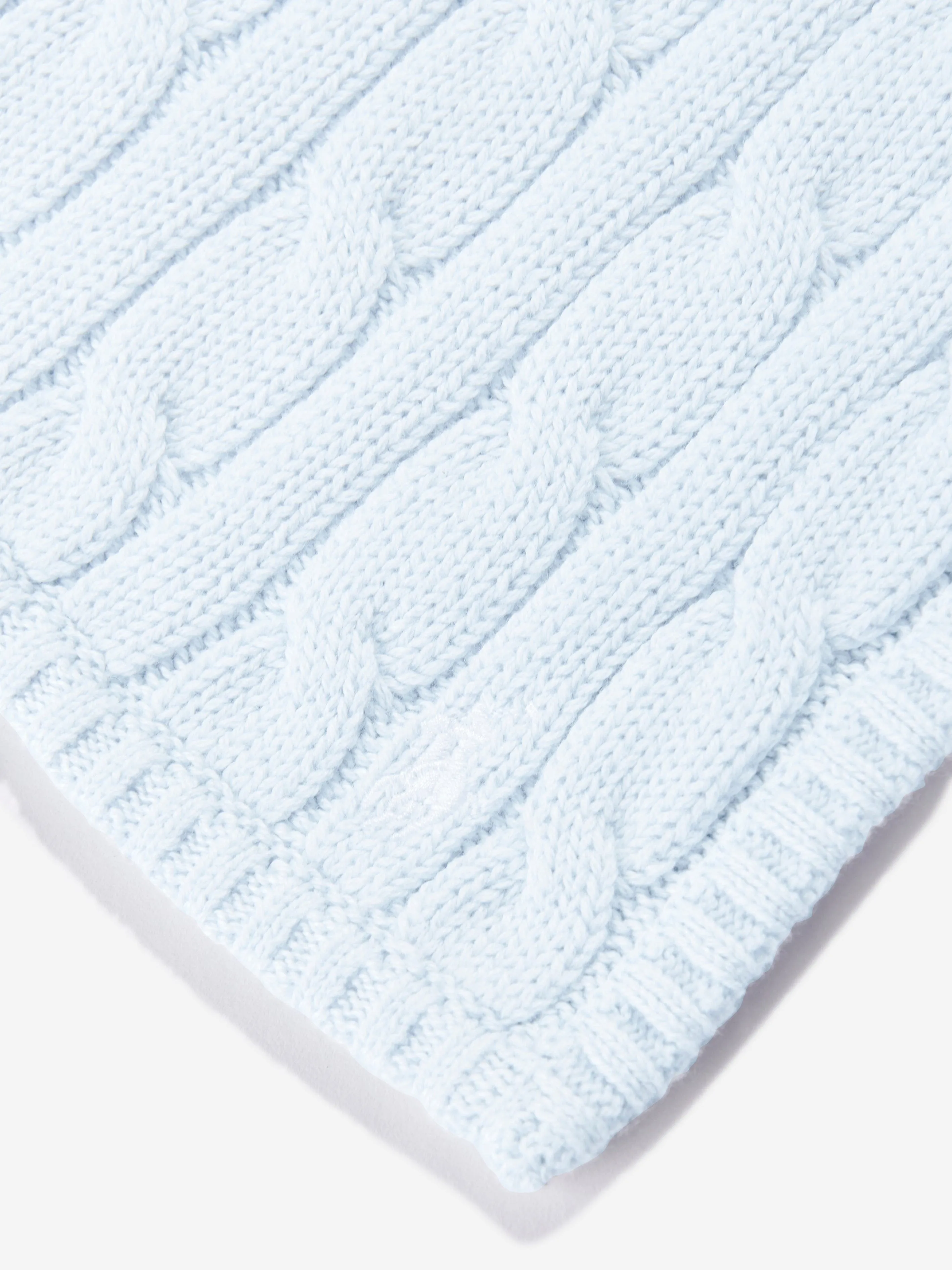 Baby Boys Cotton Cable Knit Blanket in Blue (101cm)