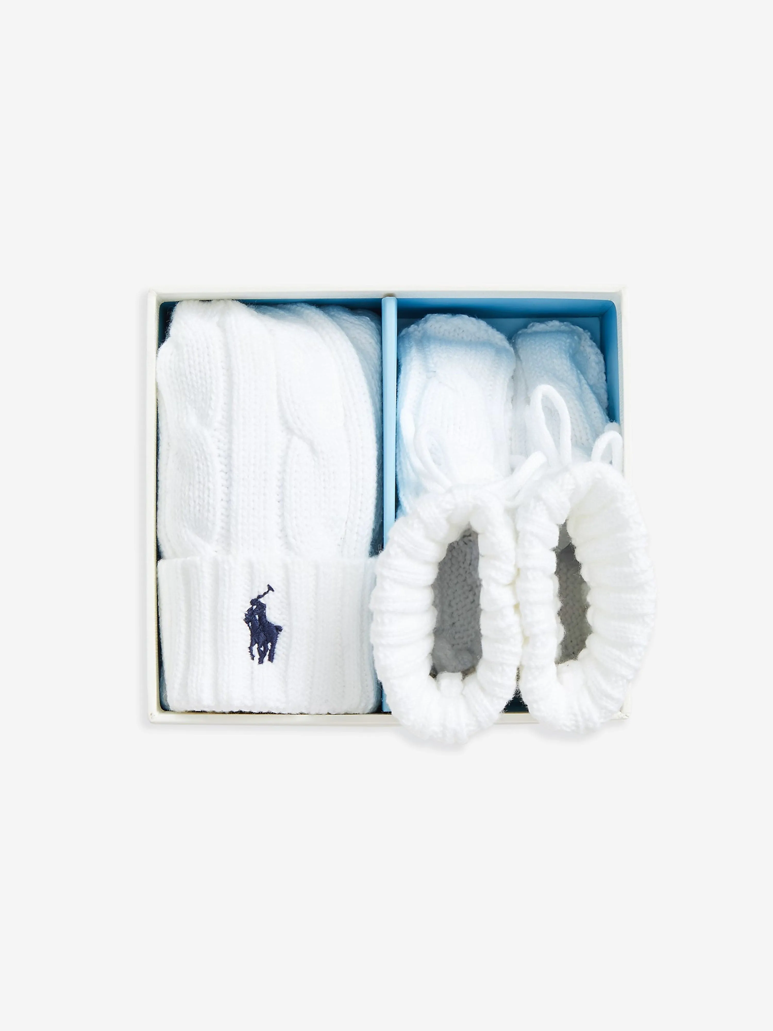 Baby Boys Cotton Hat and Boots Set in White
