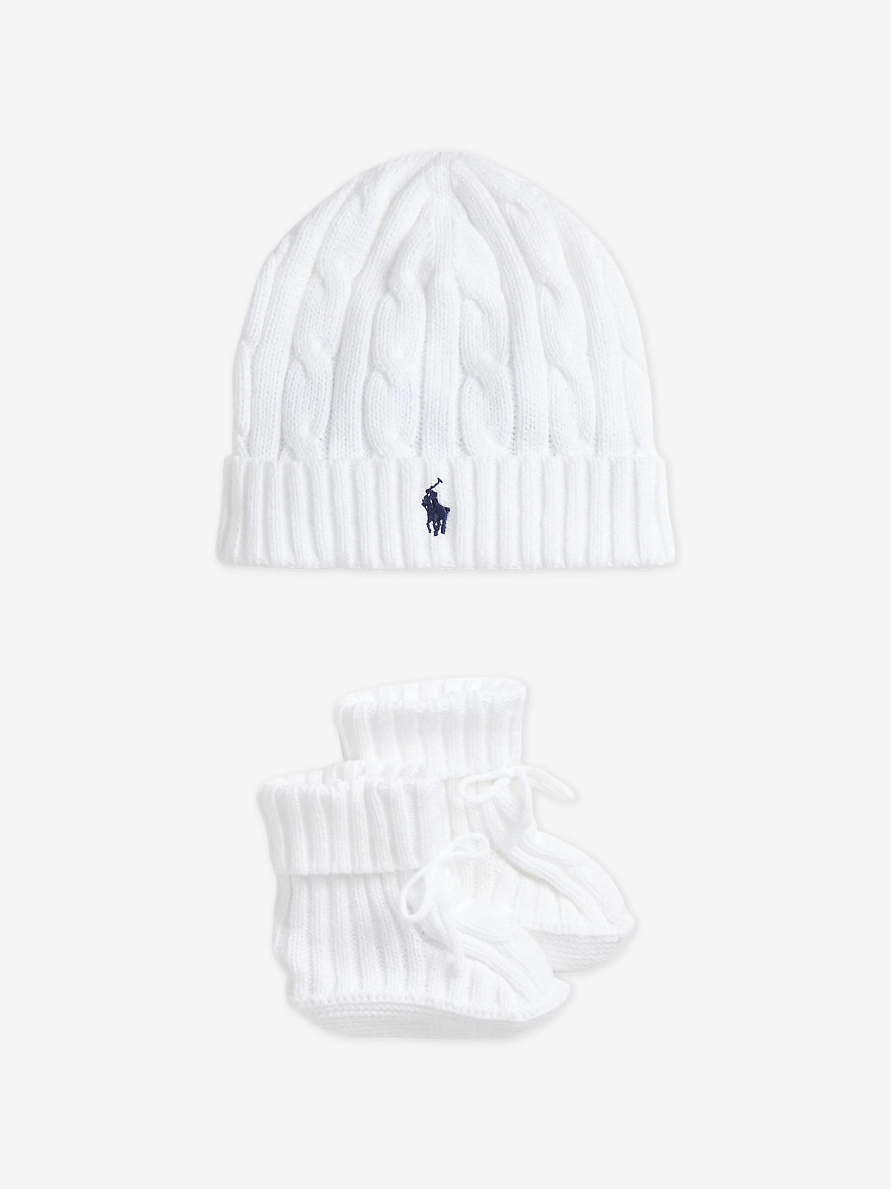 Baby Boys Cotton Hat and Boots Set in White
