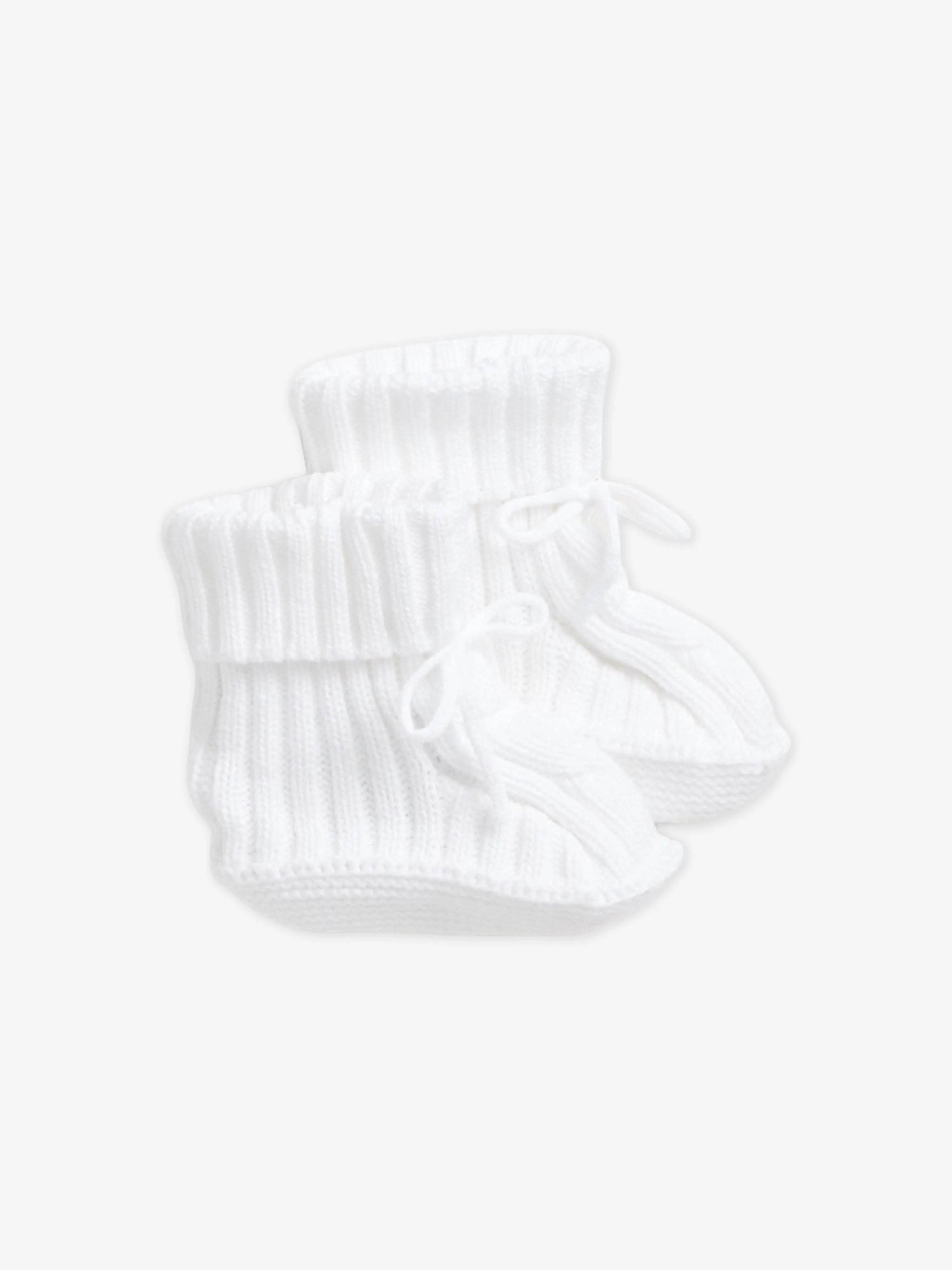 Baby Boys Cotton Hat and Boots Set in White