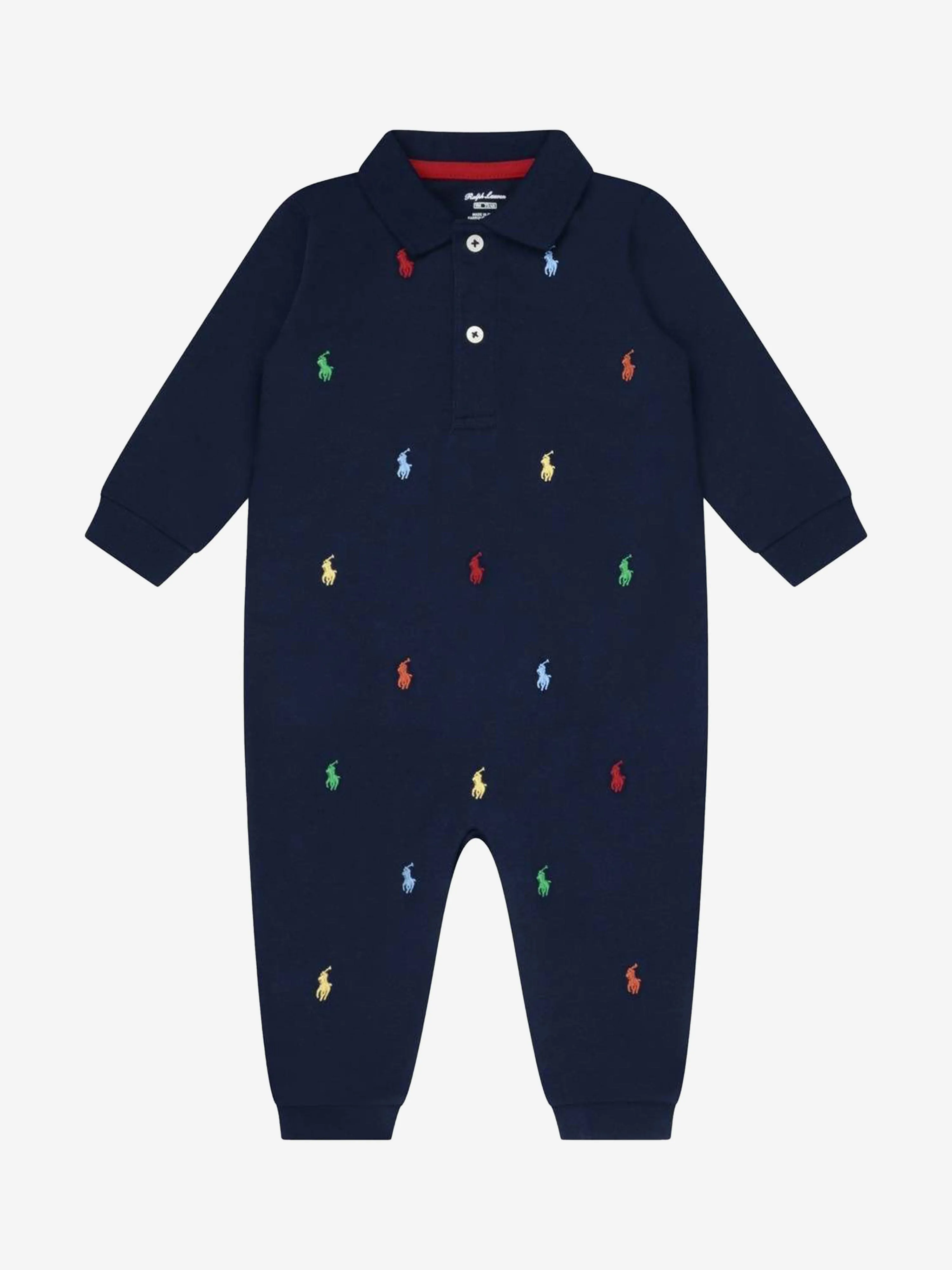 Baby Boys Logo Romper in Navy