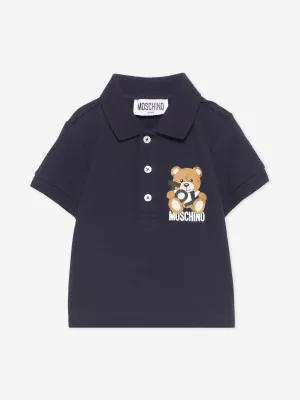 Baby Boys Teddy Bear Polo Shirt in Navy
