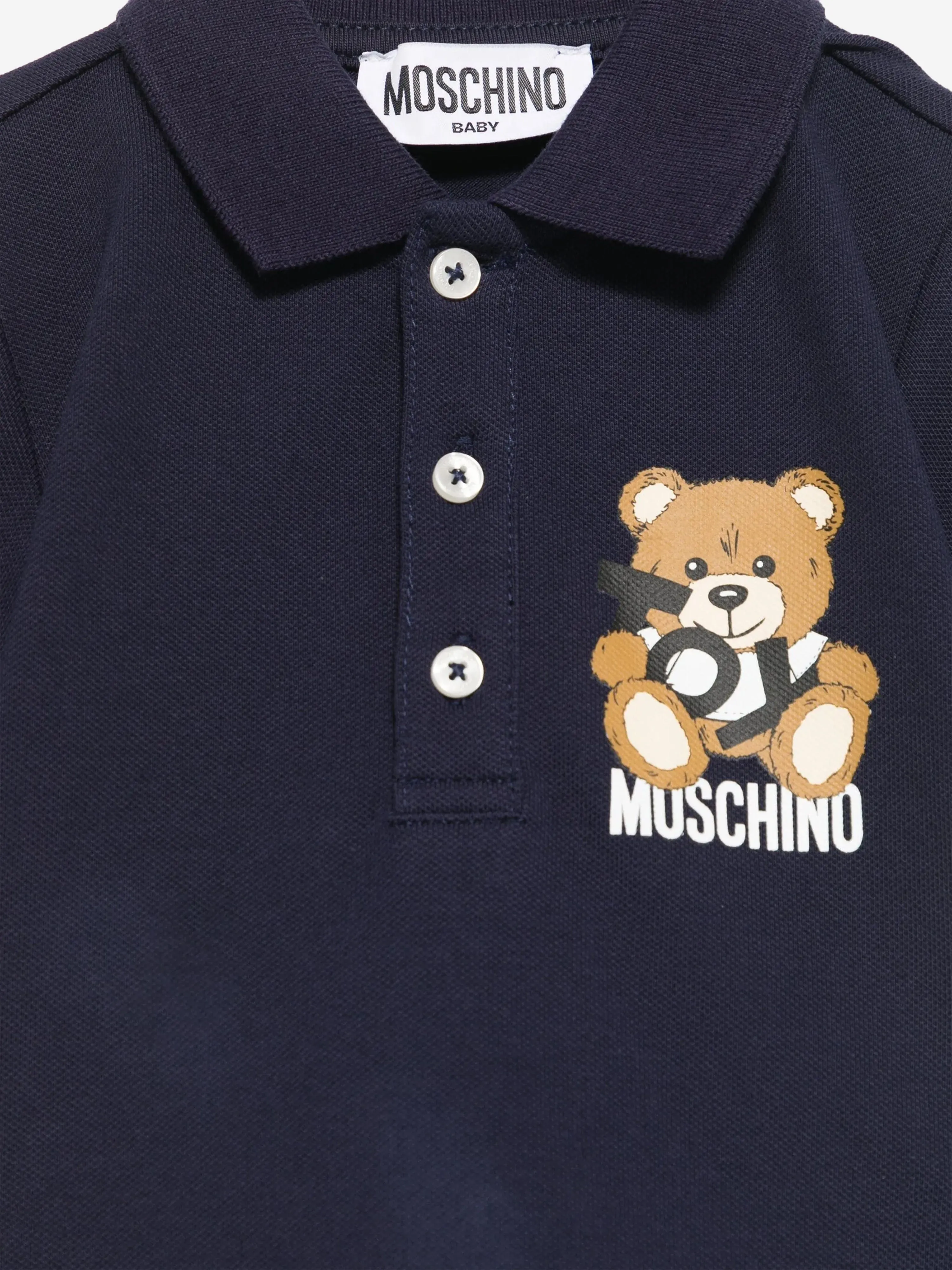 Baby Boys Teddy Bear Polo Shirt in Navy