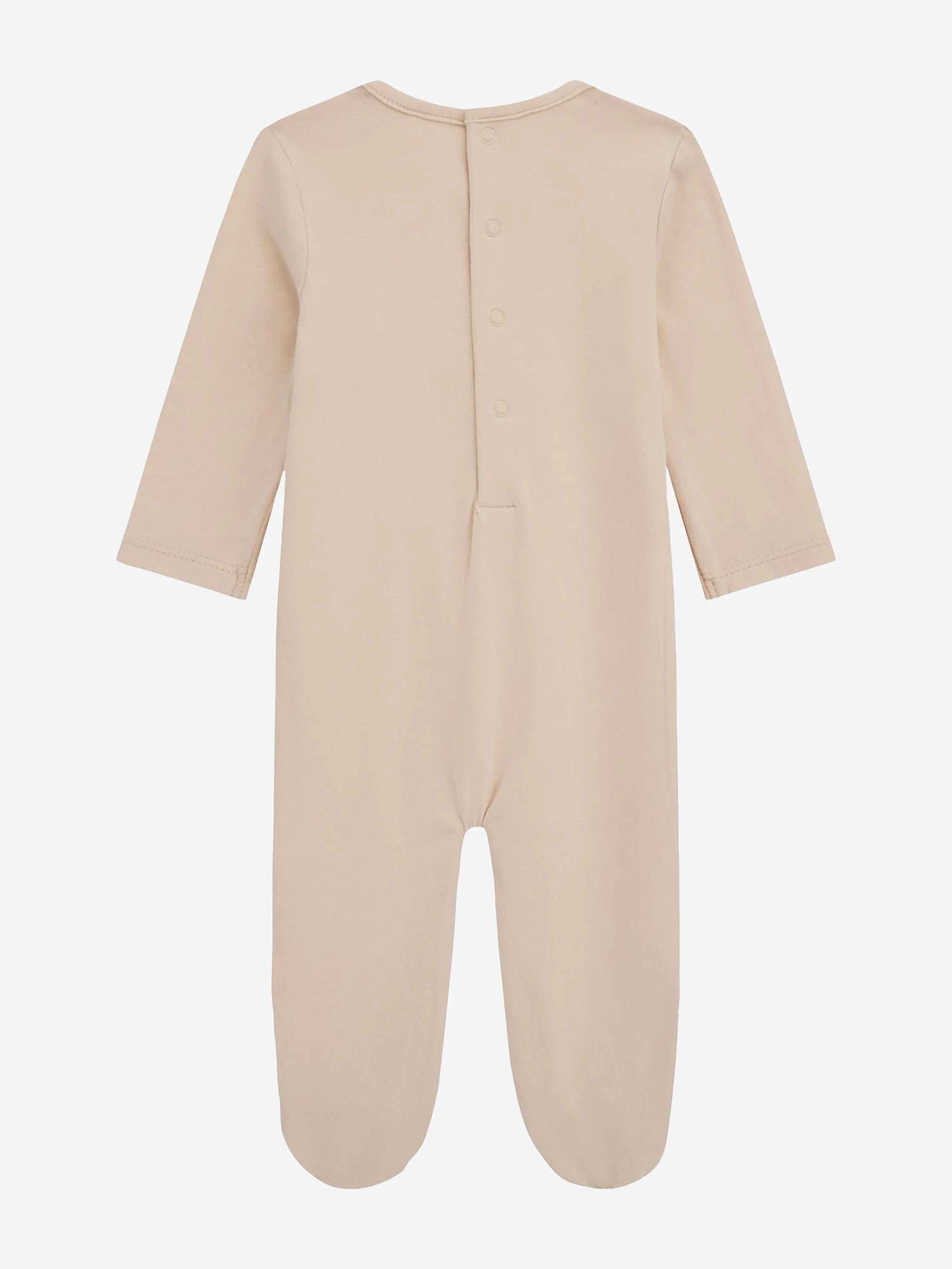 Baby Embroidered Bear Babygrow in Beige