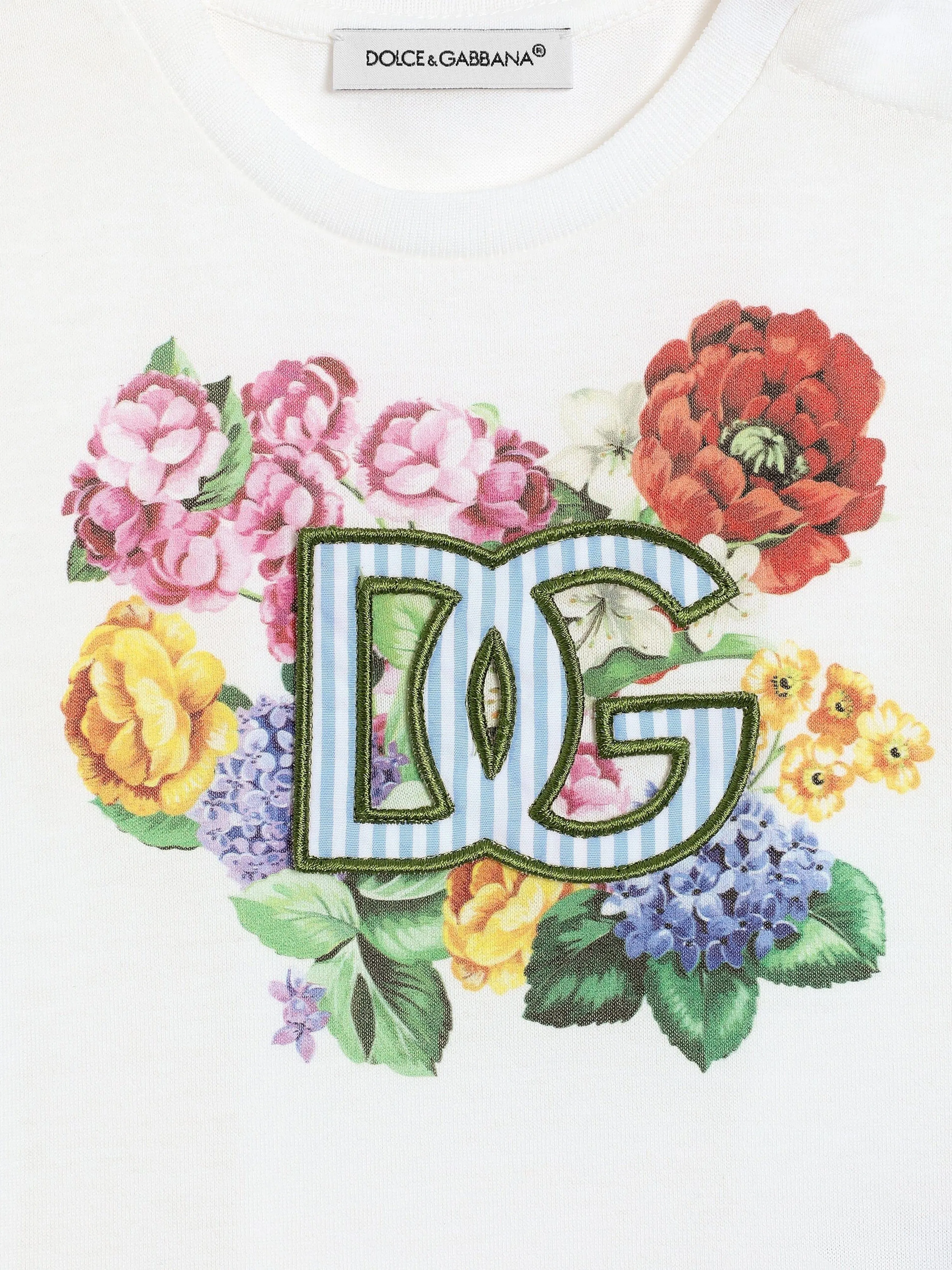 Baby Girls Floral Logo T-Shirt in White