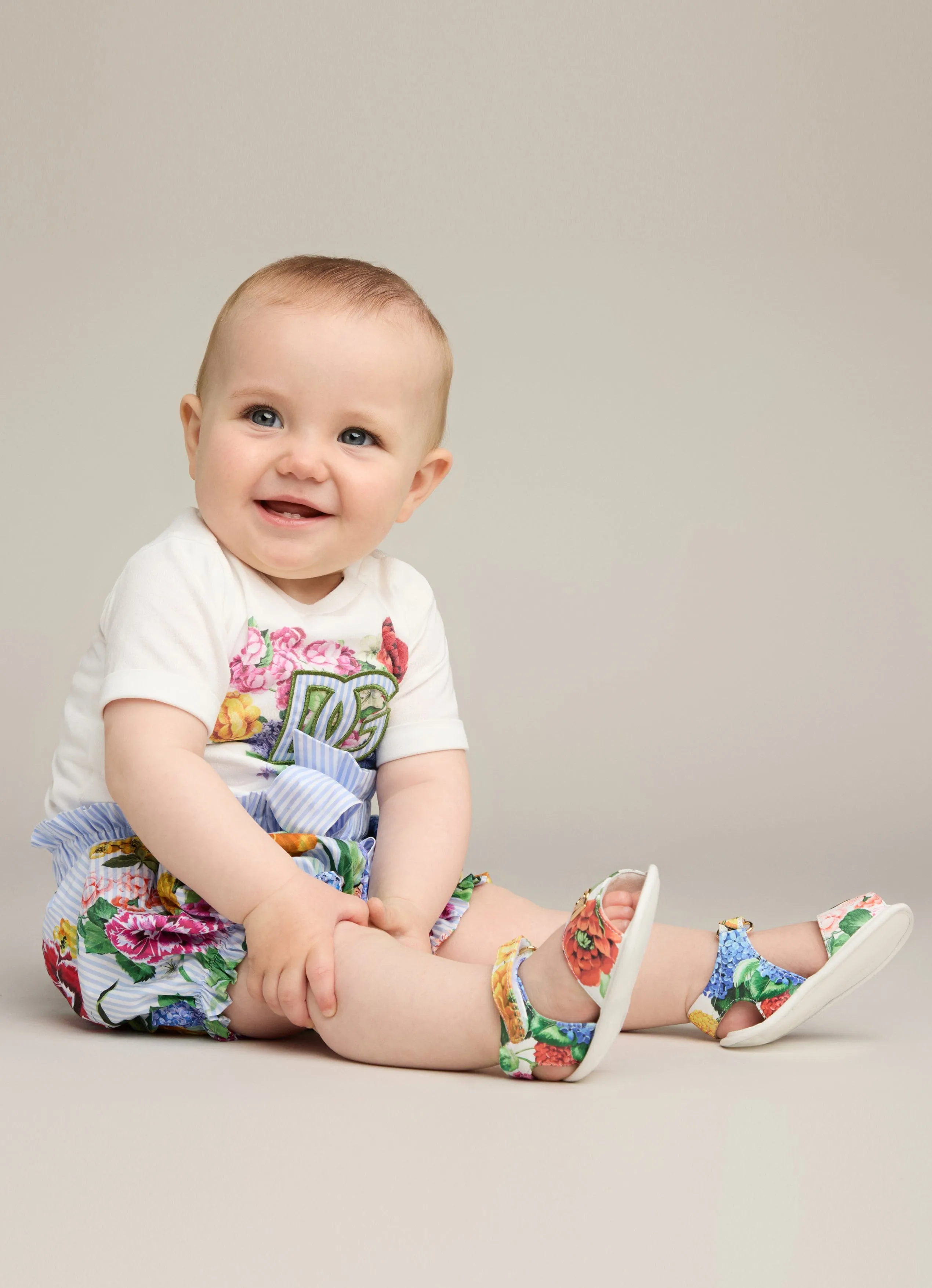 Baby Girls Floral Logo T-Shirt in White