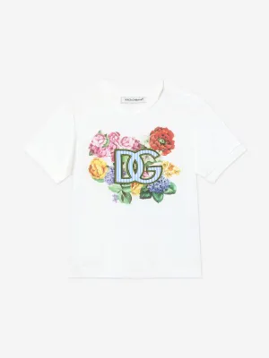 Baby Girls Floral Logo T-Shirt in White