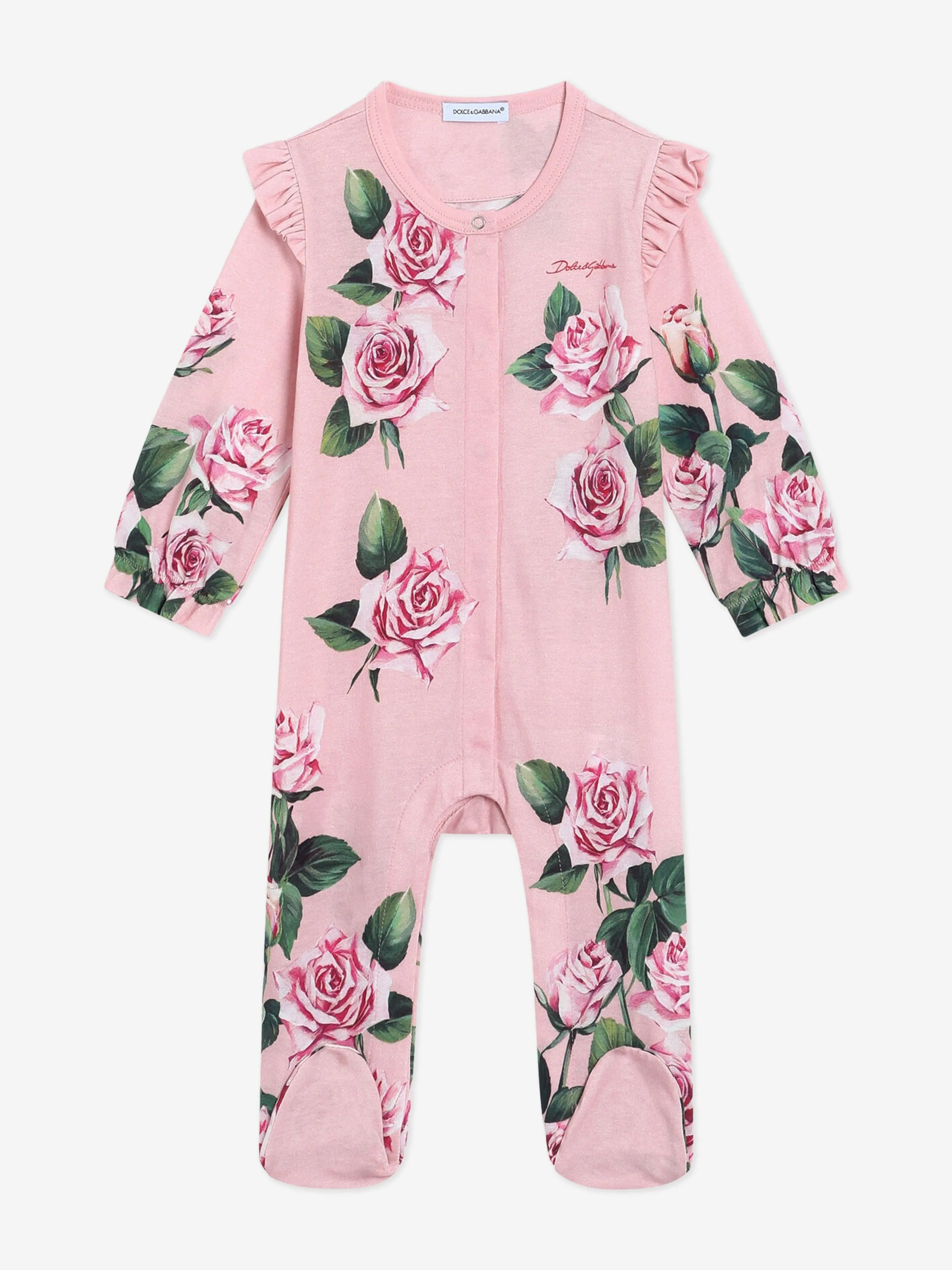 Baby Girls Rose Print Babygrow Set in Pink