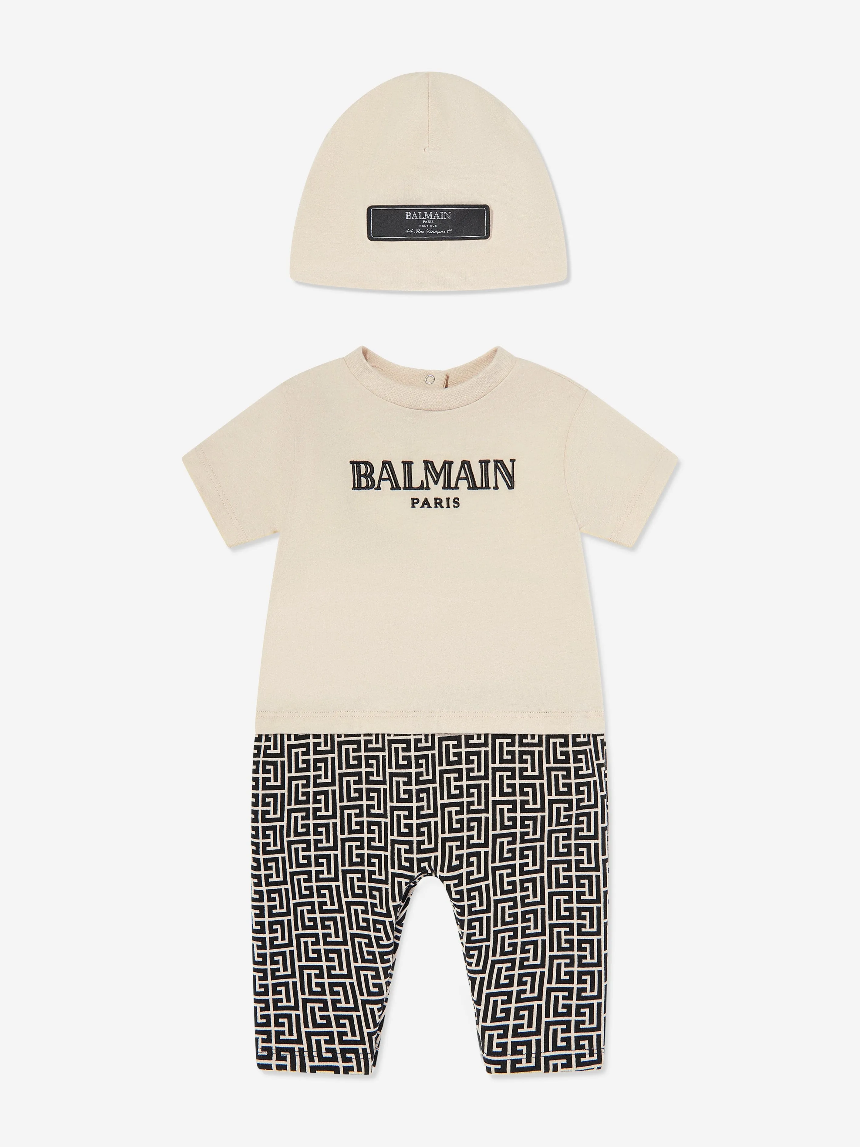 Balmain Baby Boys Romper Gift Set in Beige