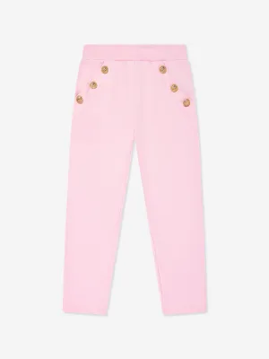 Balmain Girls Logo Button Joggers in Pink