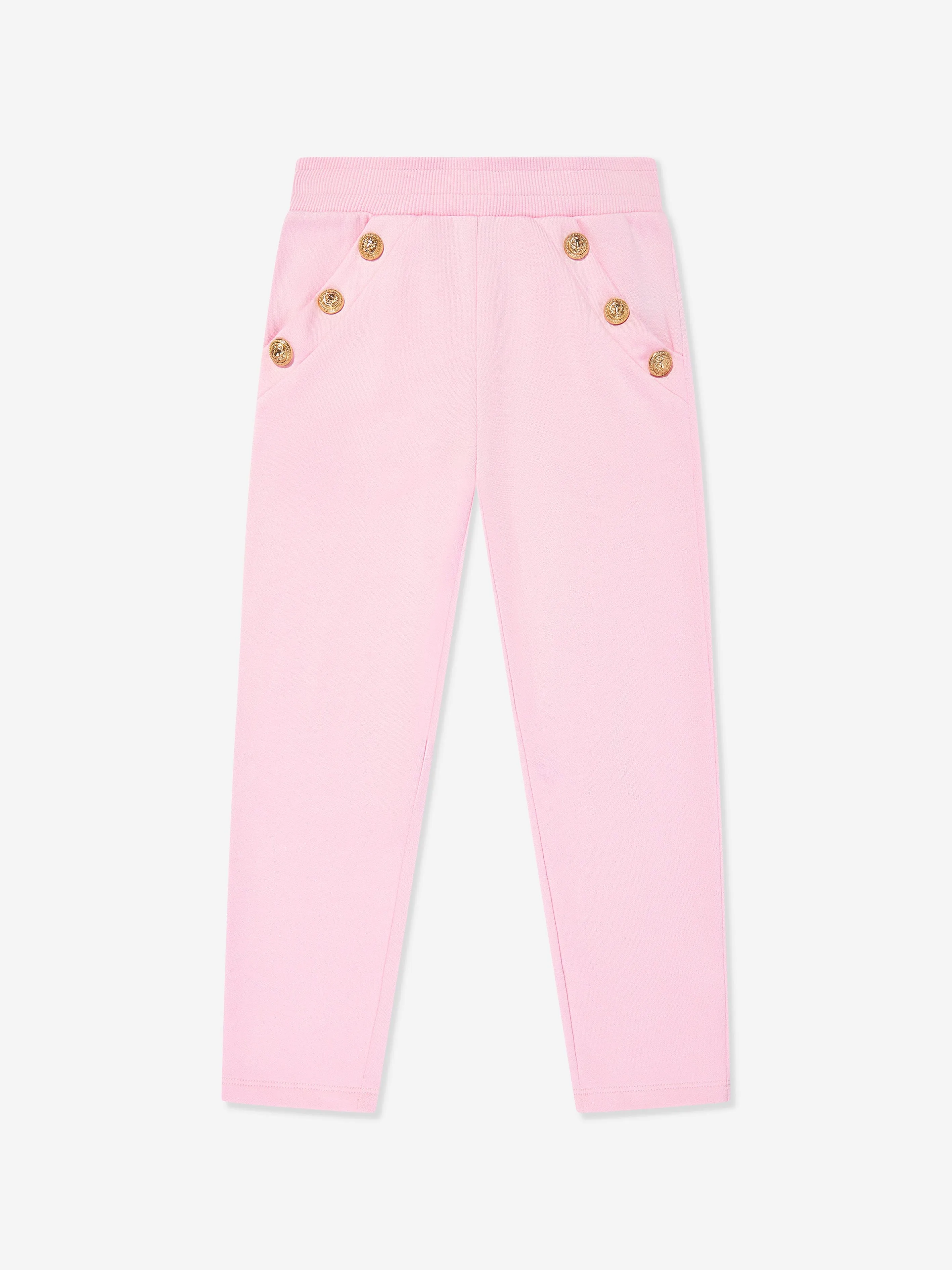Balmain Girls Logo Button Joggers in Pink