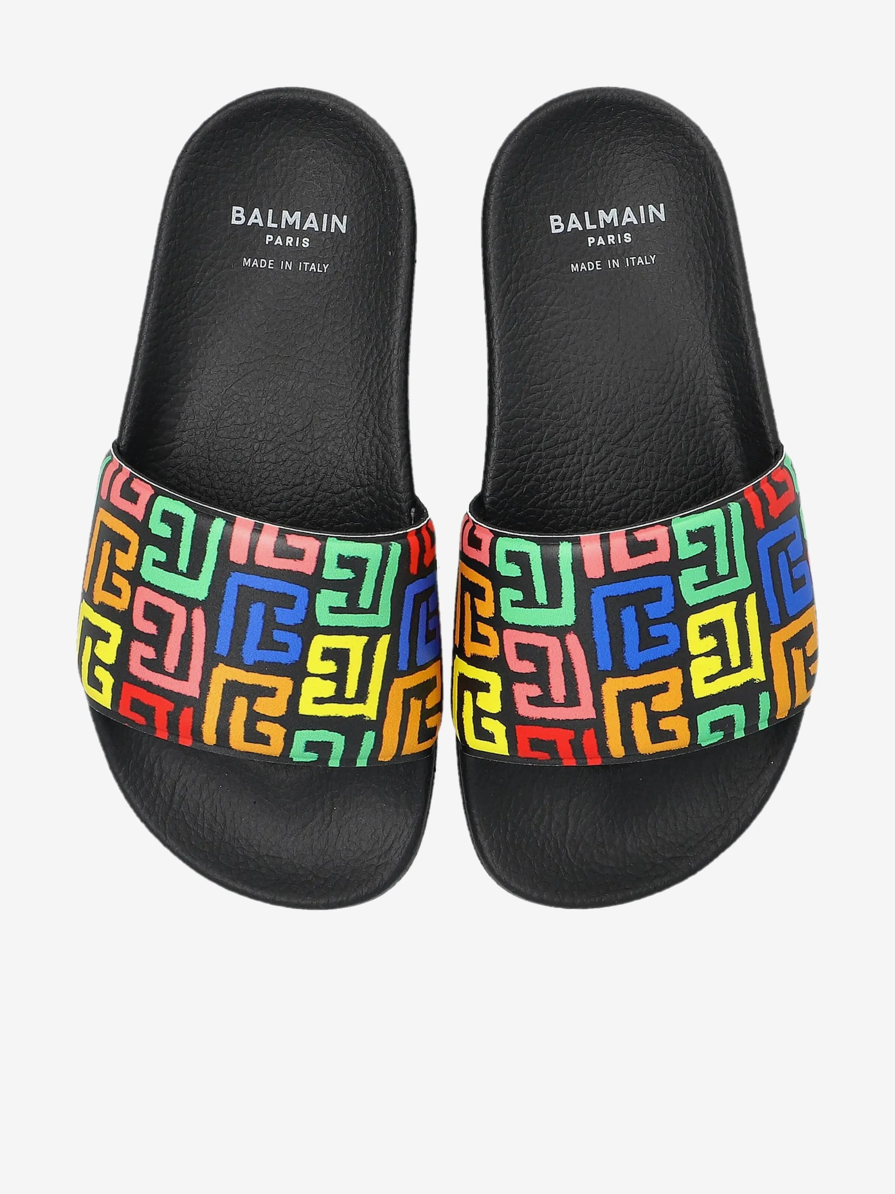 Balmain Kids Monogram Sliders in Multicolour