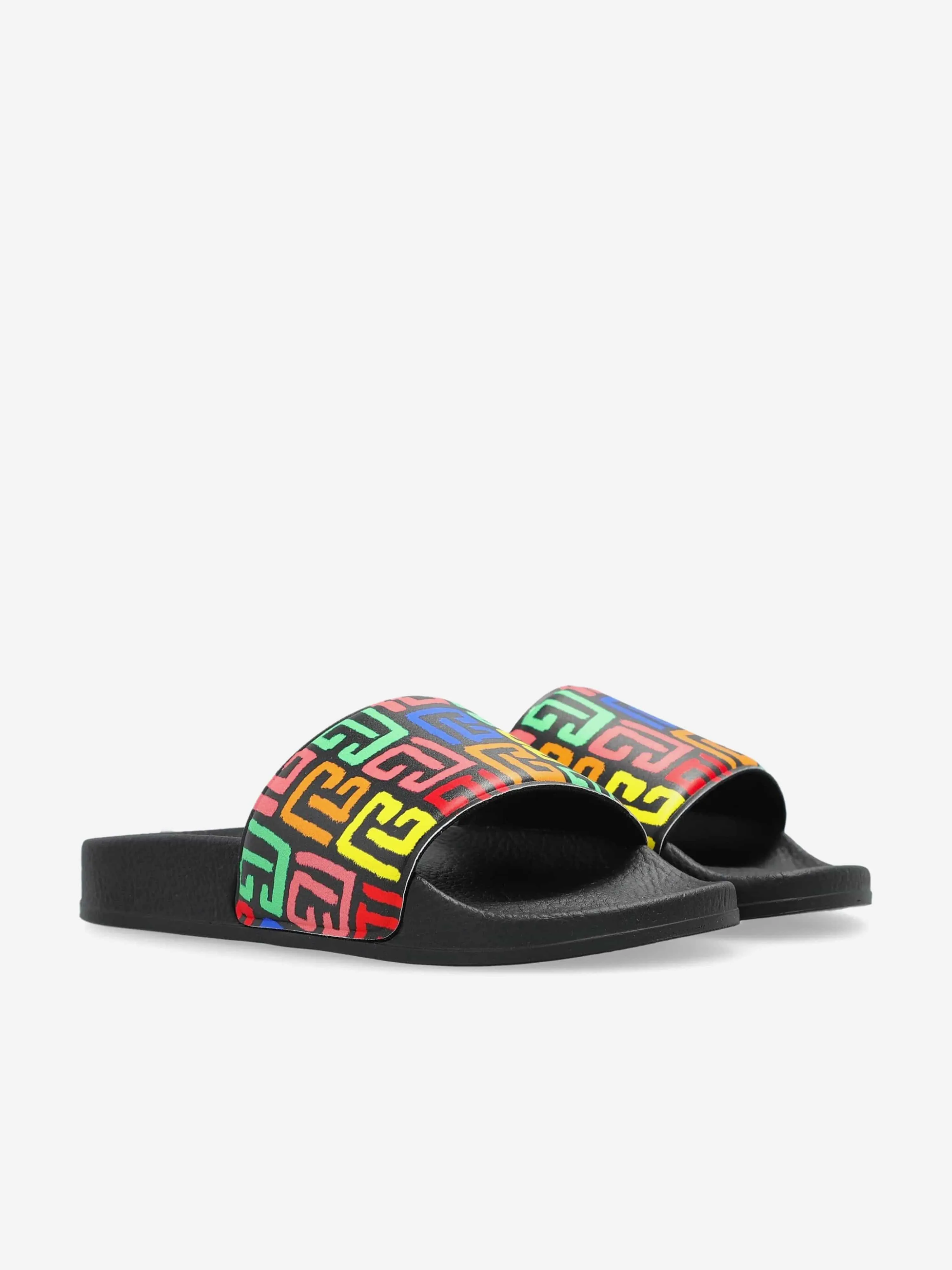 Balmain Kids Monogram Sliders in Multicolour
