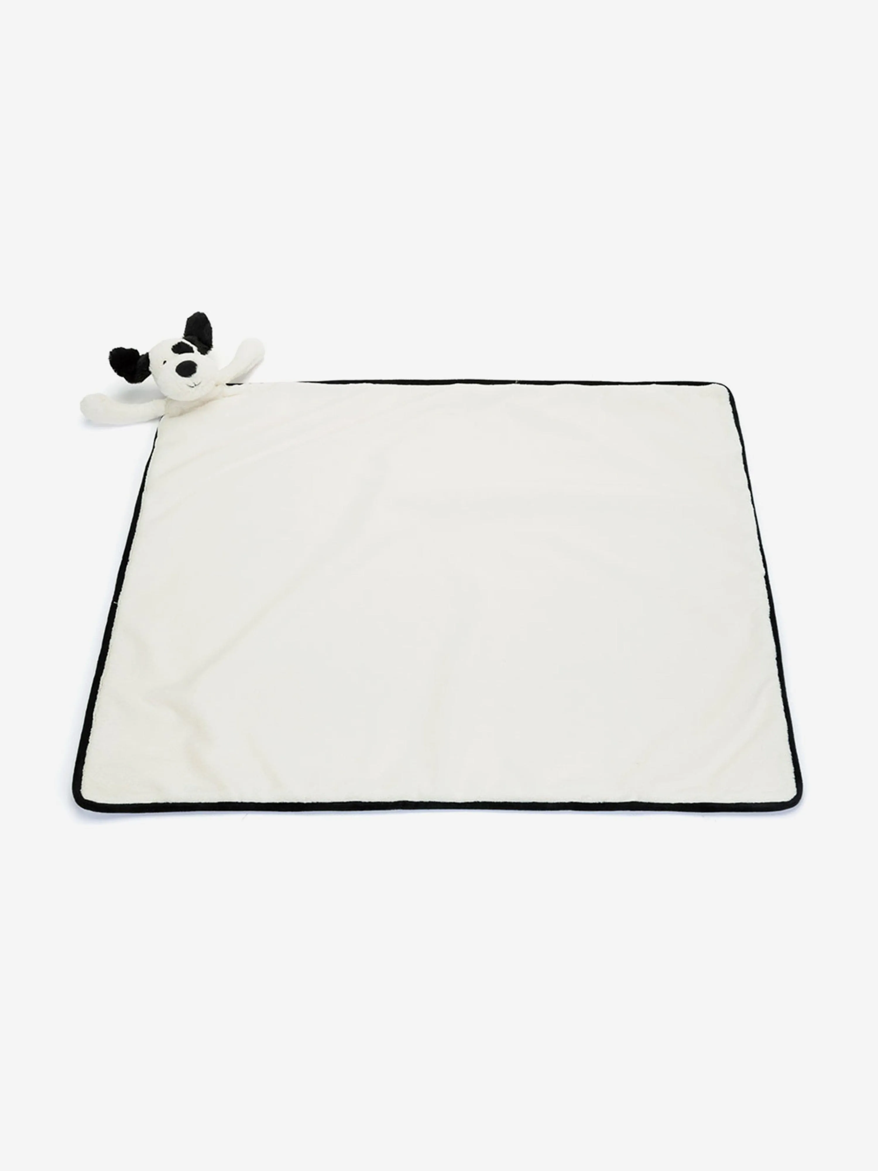 Bashful Black & Cream Puppy Blankie in White (70cm)