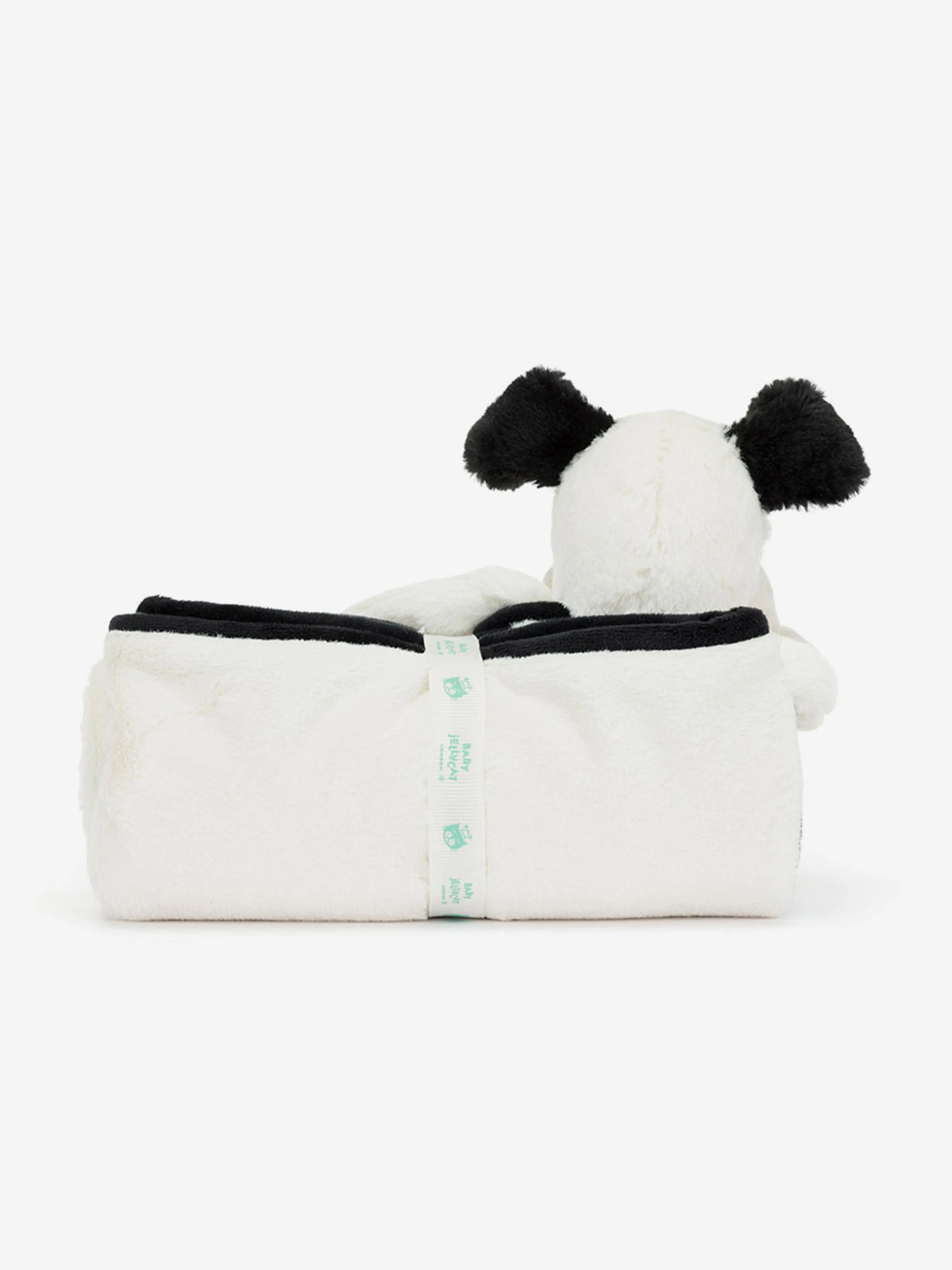 Bashful Black & Cream Puppy Blankie in White (70cm)