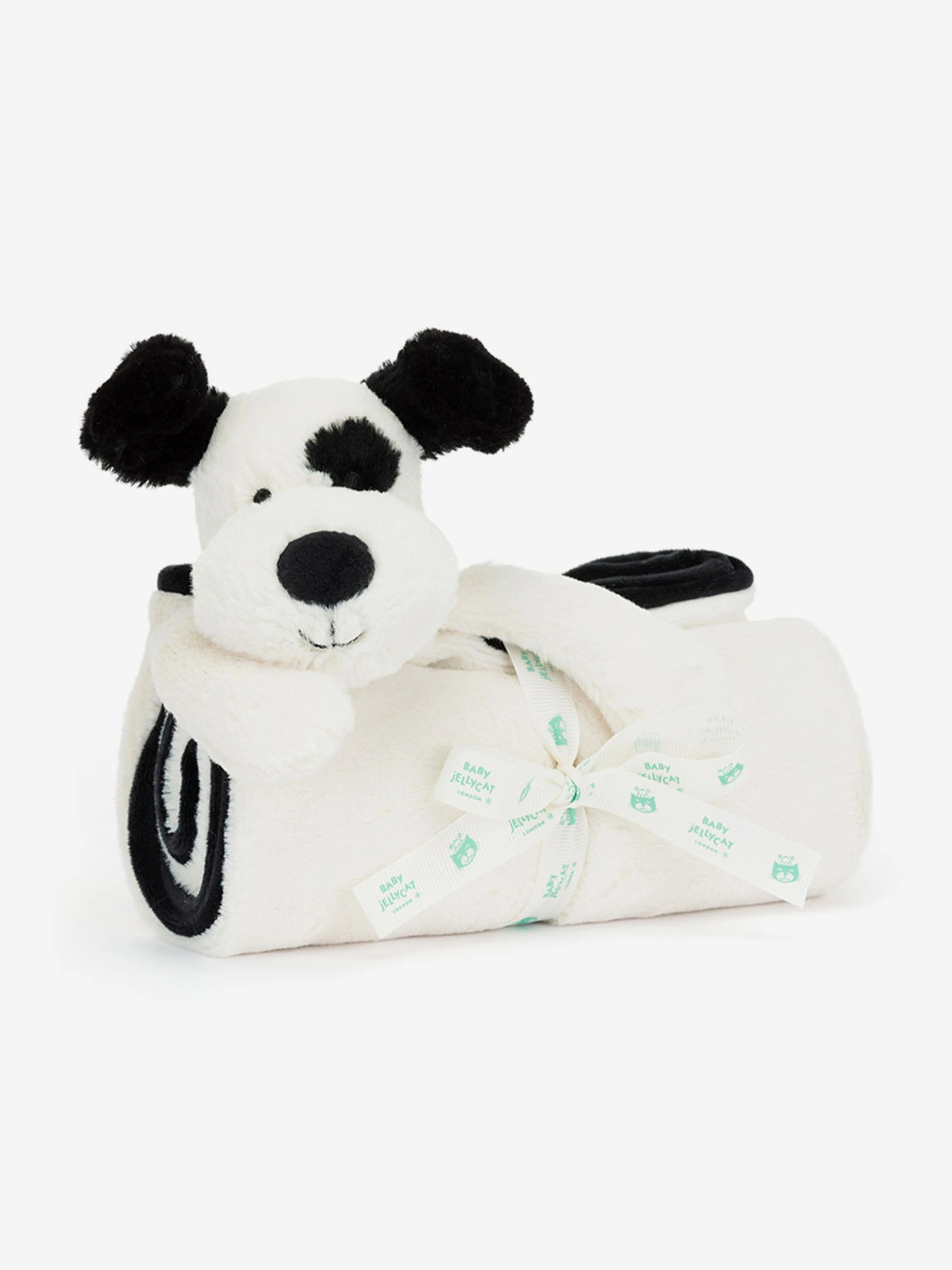 Bashful Black & Cream Puppy Blankie in White (70cm)