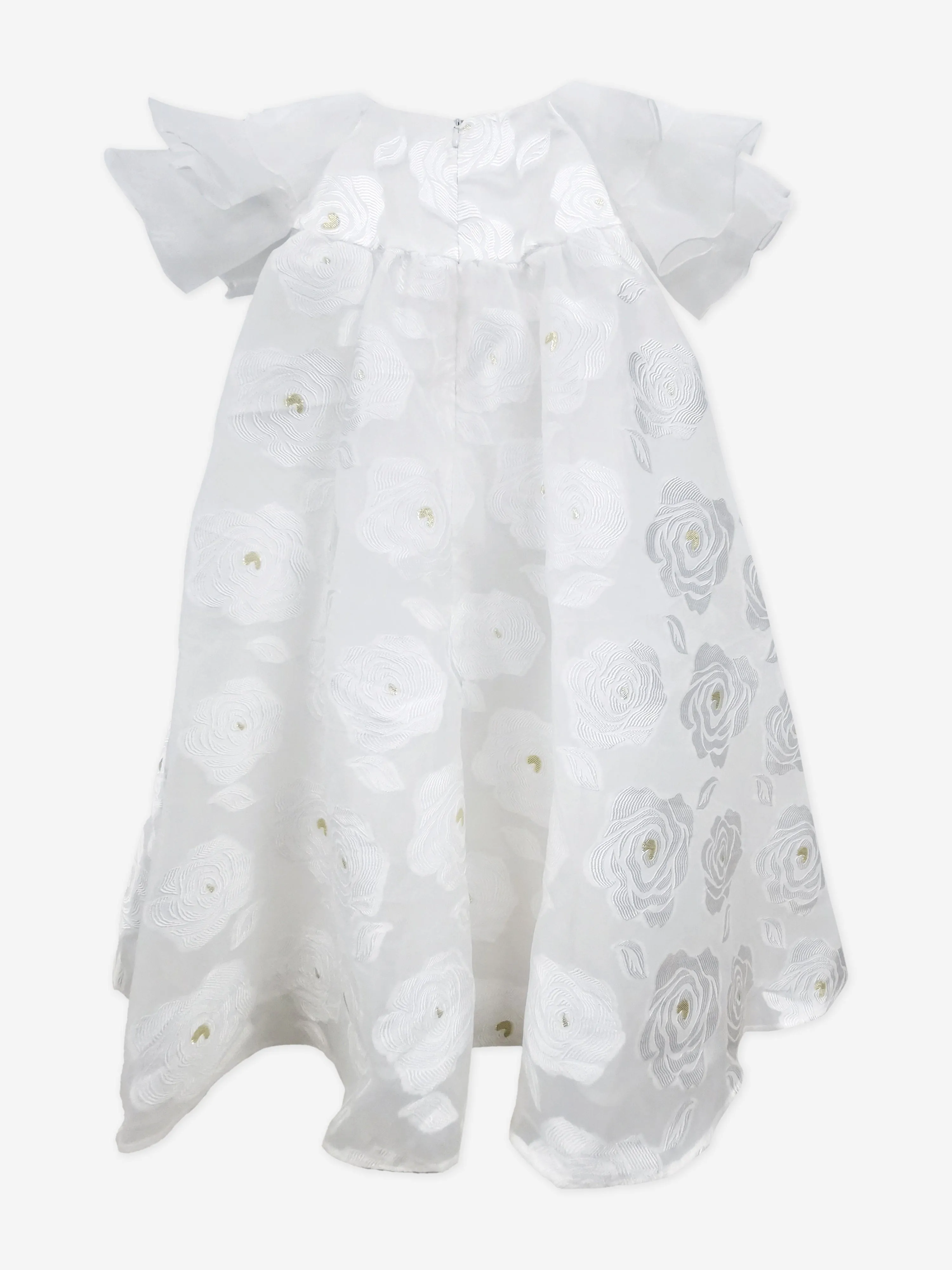BCBG Girls Floaty Organza Floral Dress in White