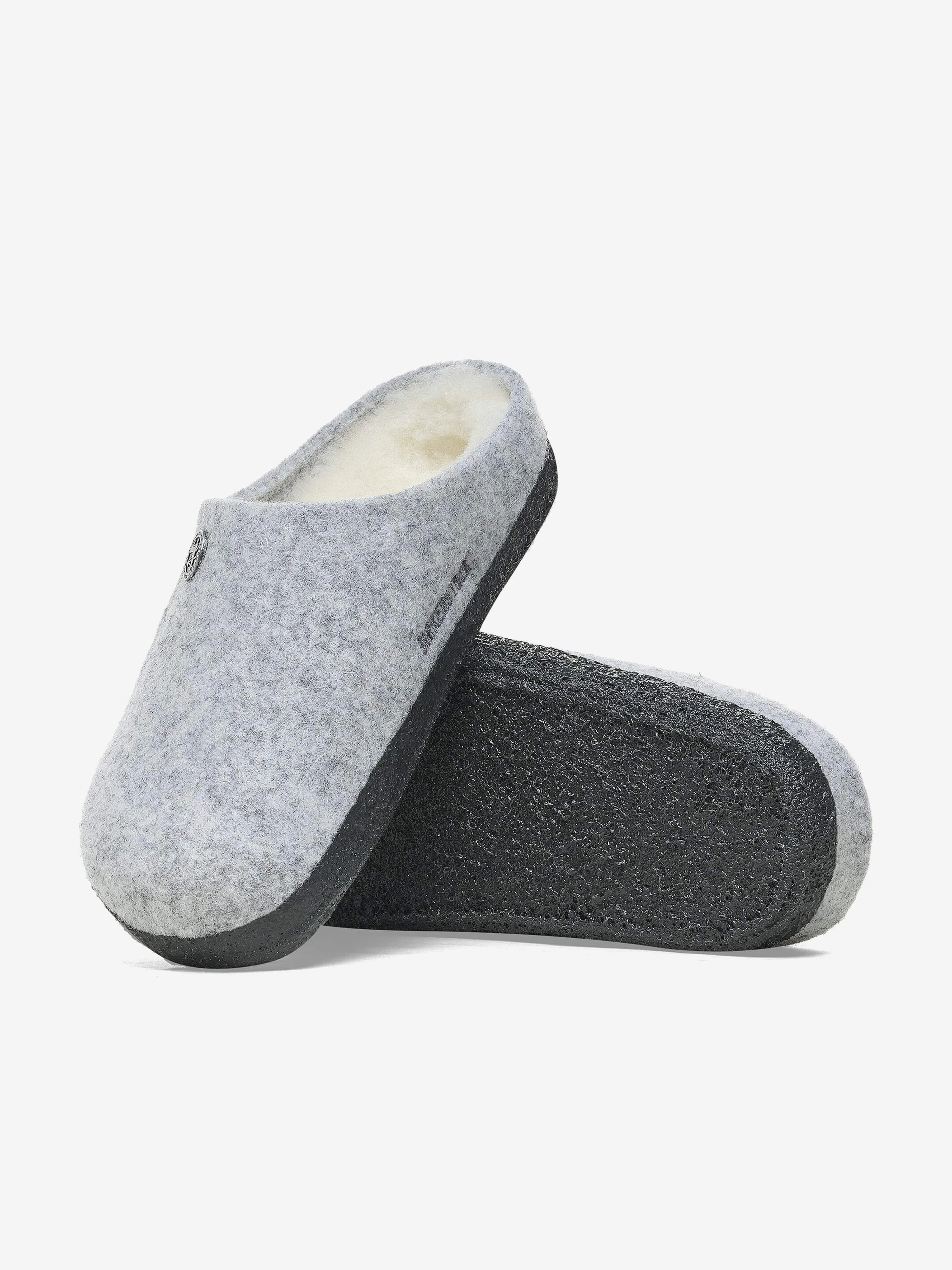 BIRKENSTOCK Boys Zermatt Felt Shearling Slippers in Grey