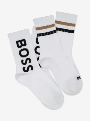 BOSS Boys Branded Socks Set (2 Pairs) in White