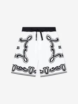 Boys Bandana Print Bermuda Shorts in White