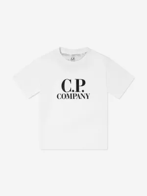 Boys Goggle Hood Print Logo T-Shirt in Ivory