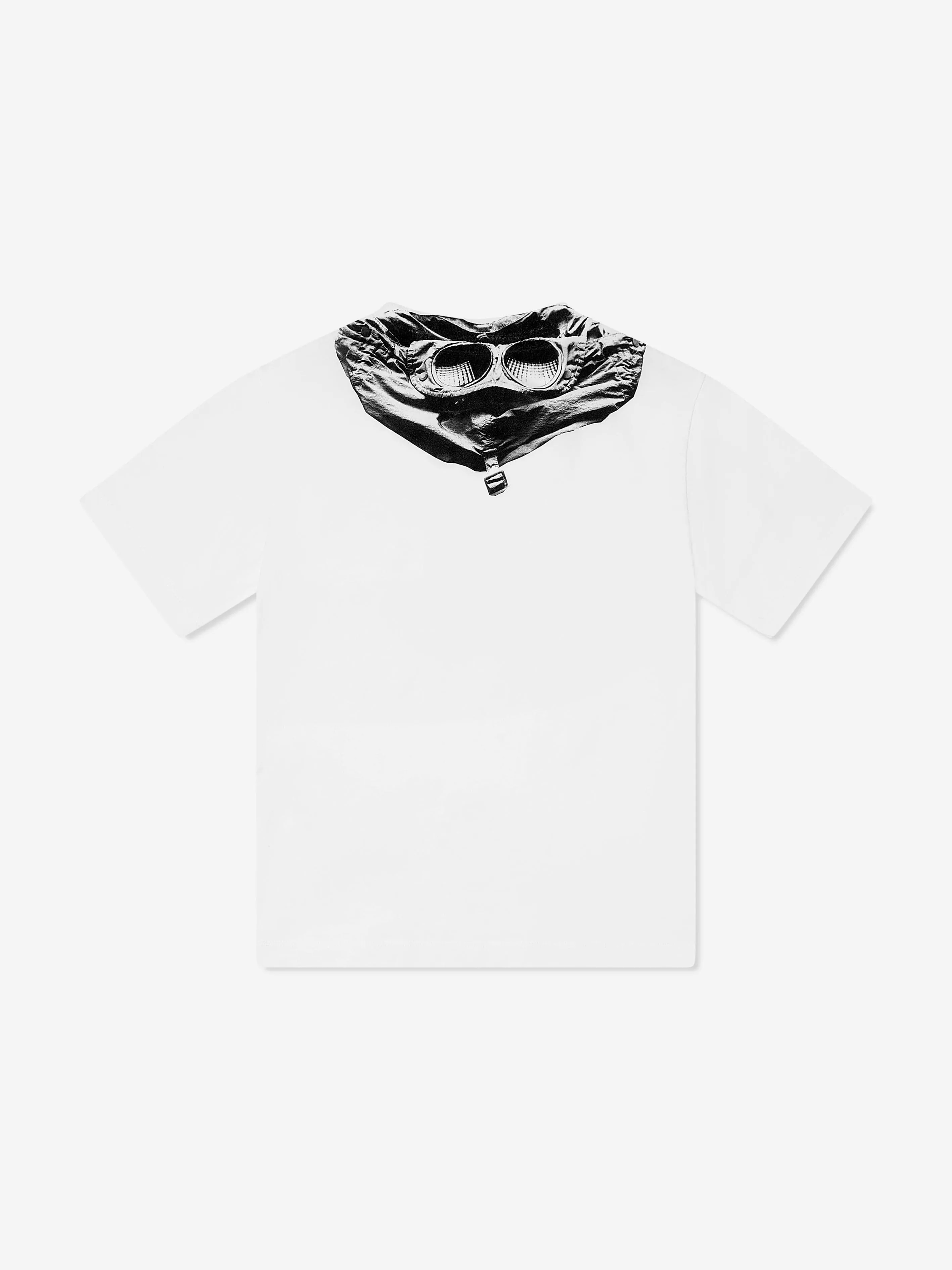 Boys Goggle Hood Print Logo T-Shirt in Ivory