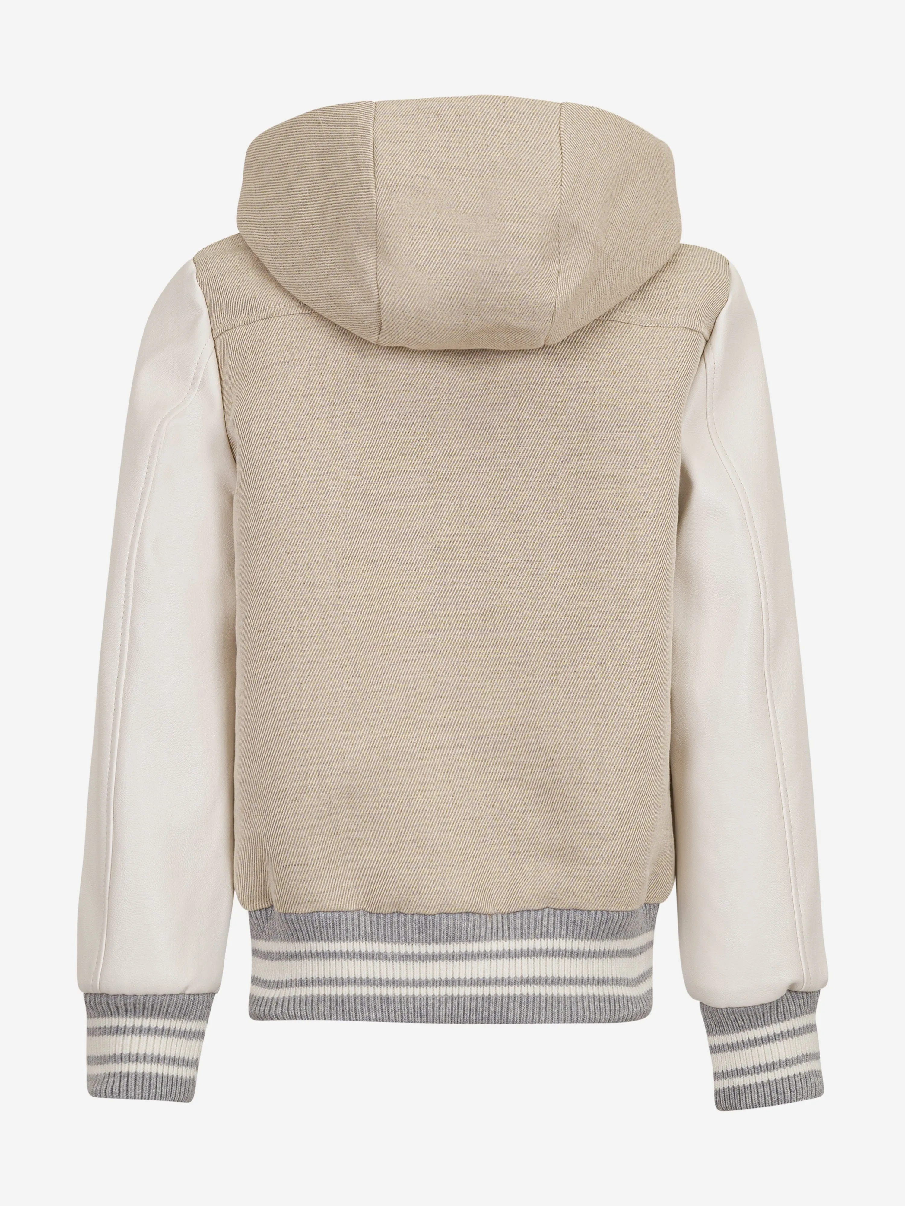 Boys Hooded Bomber Jacket in Beige