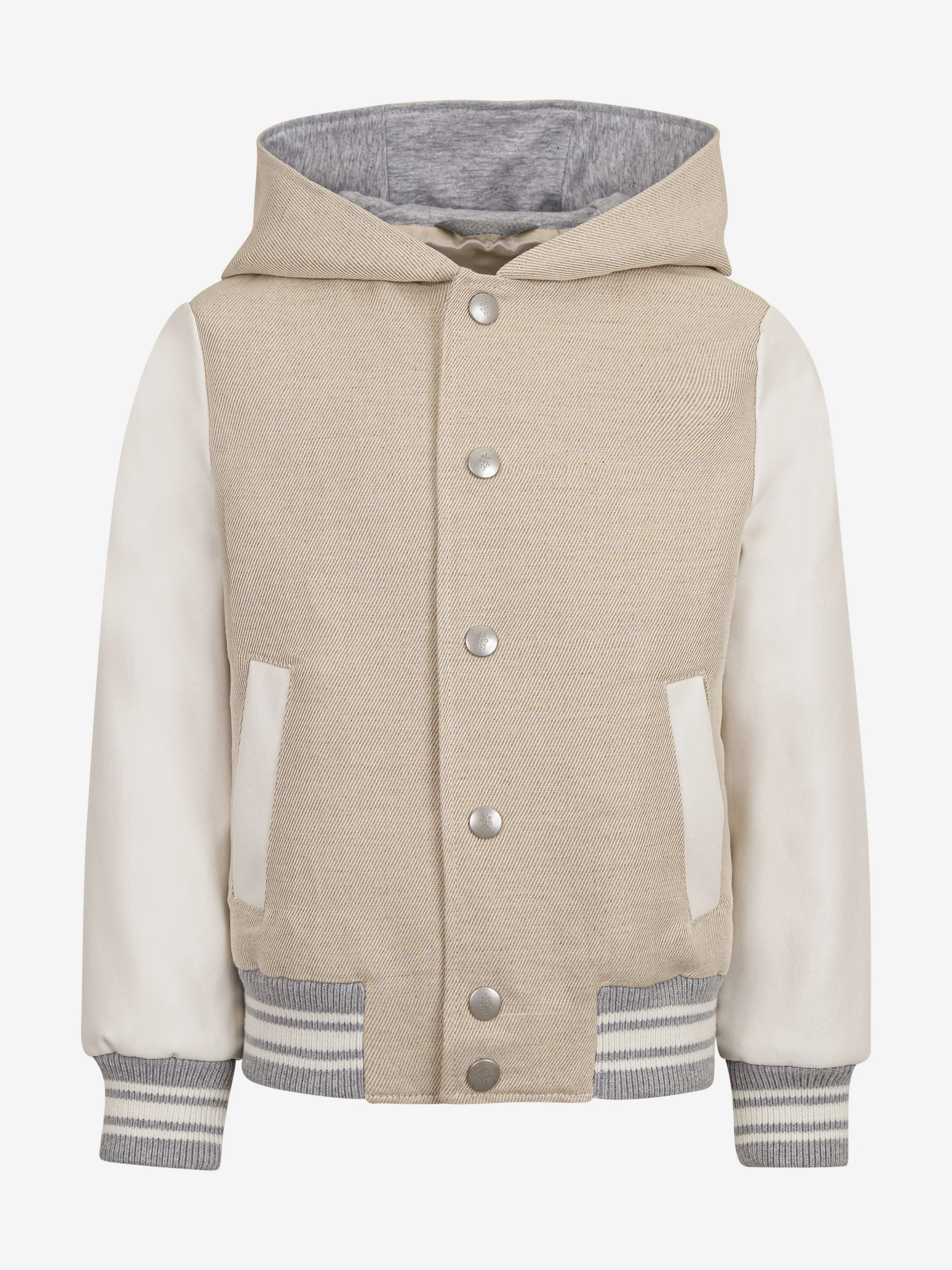 Boys Hooded Bomber Jacket in Beige