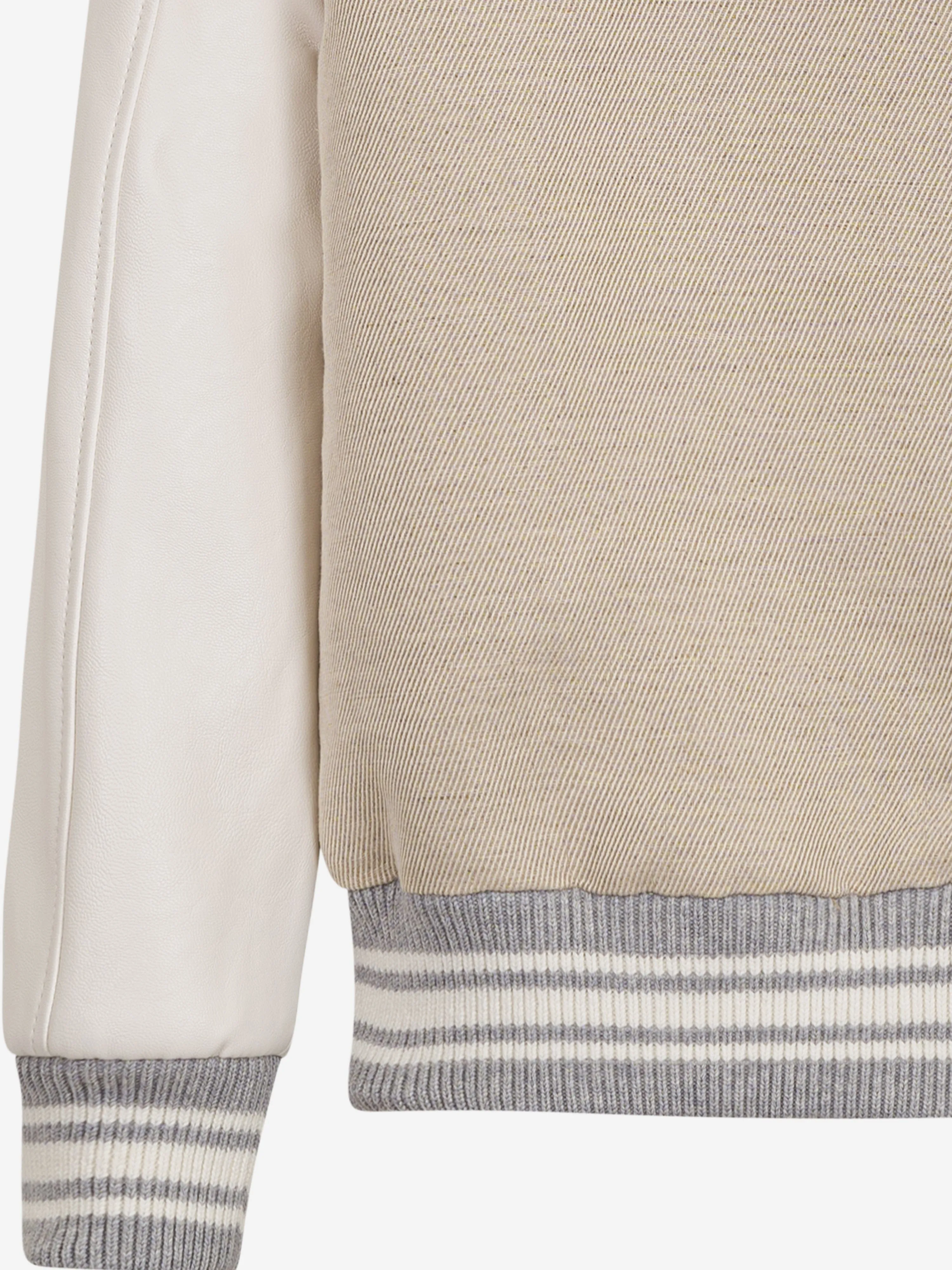 Boys Hooded Bomber Jacket in Beige