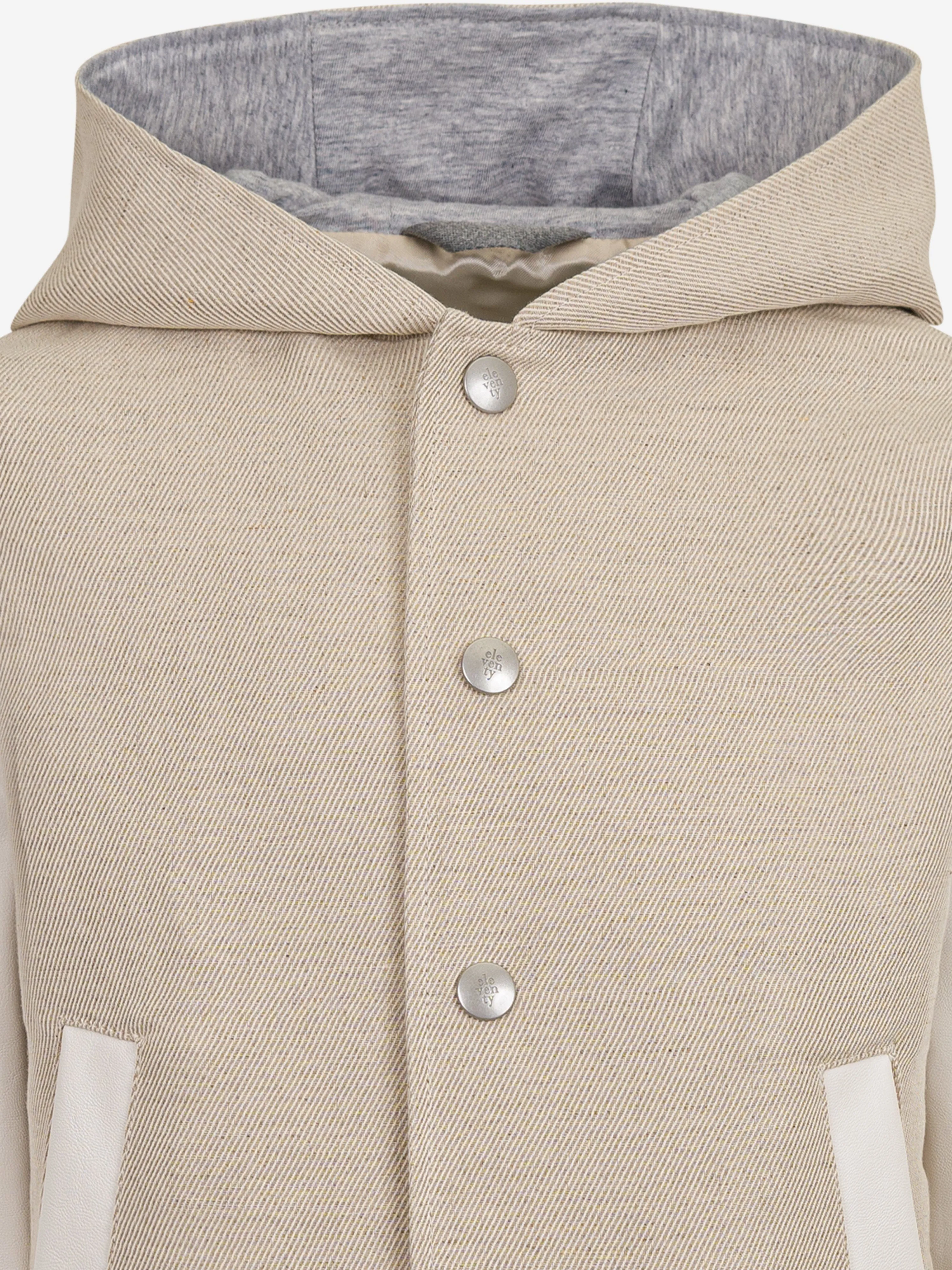 Boys Hooded Bomber Jacket in Beige