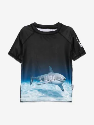 Boys Neptune Faded Shark Rashguard in Black (UPF50 )
