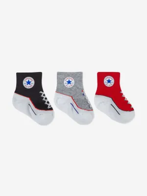Boys Striated Quarter 3 Pack Socks Set in Black