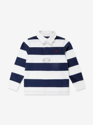 Boys Striped Jersey Rugby Shirt in Navy
