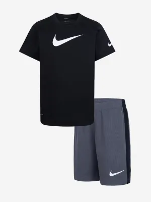 Boys Swoosh T-Shirt and Shorts Set in Grey