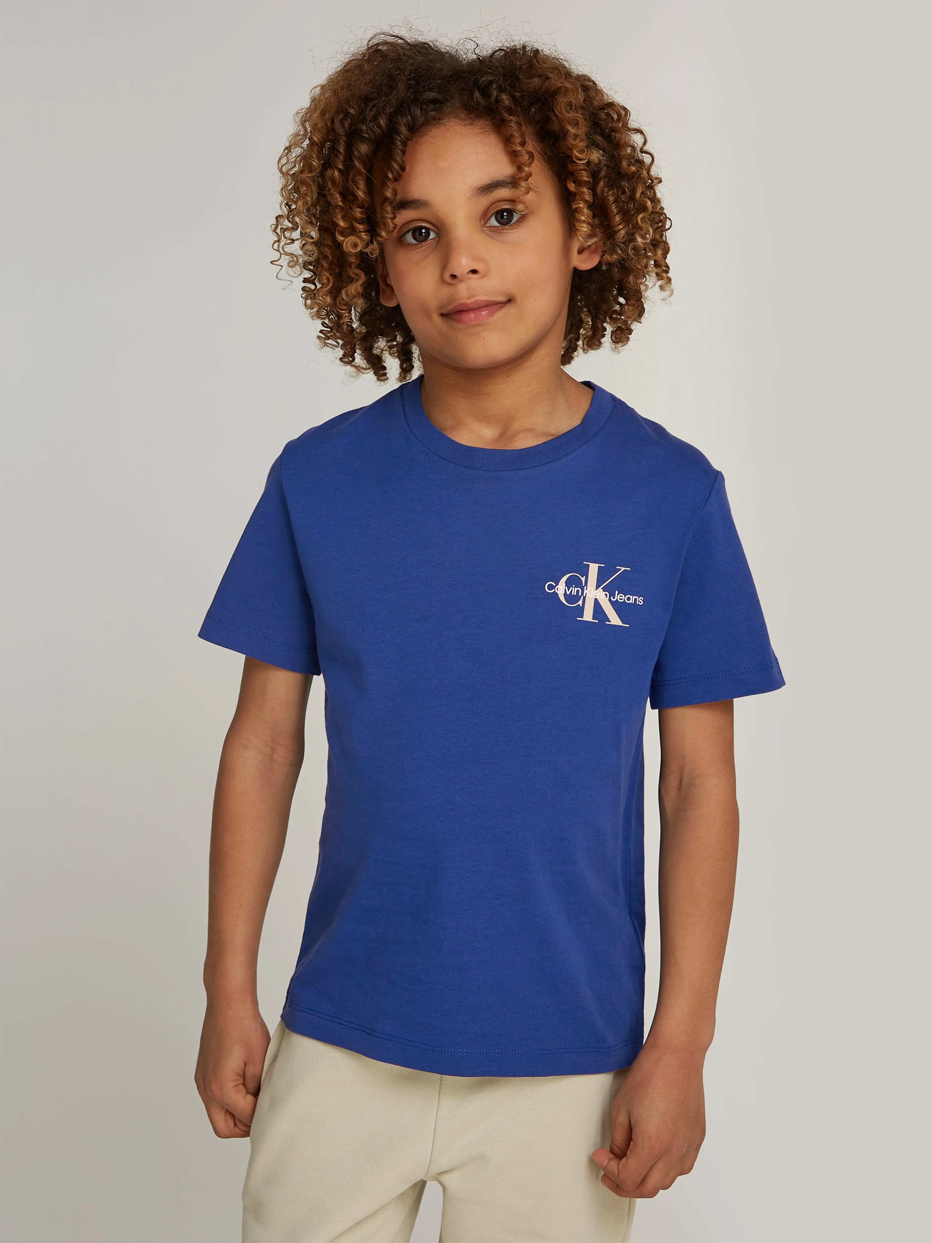 Calvin Klein Kids Chest Monogram T-Shirt in Blue
