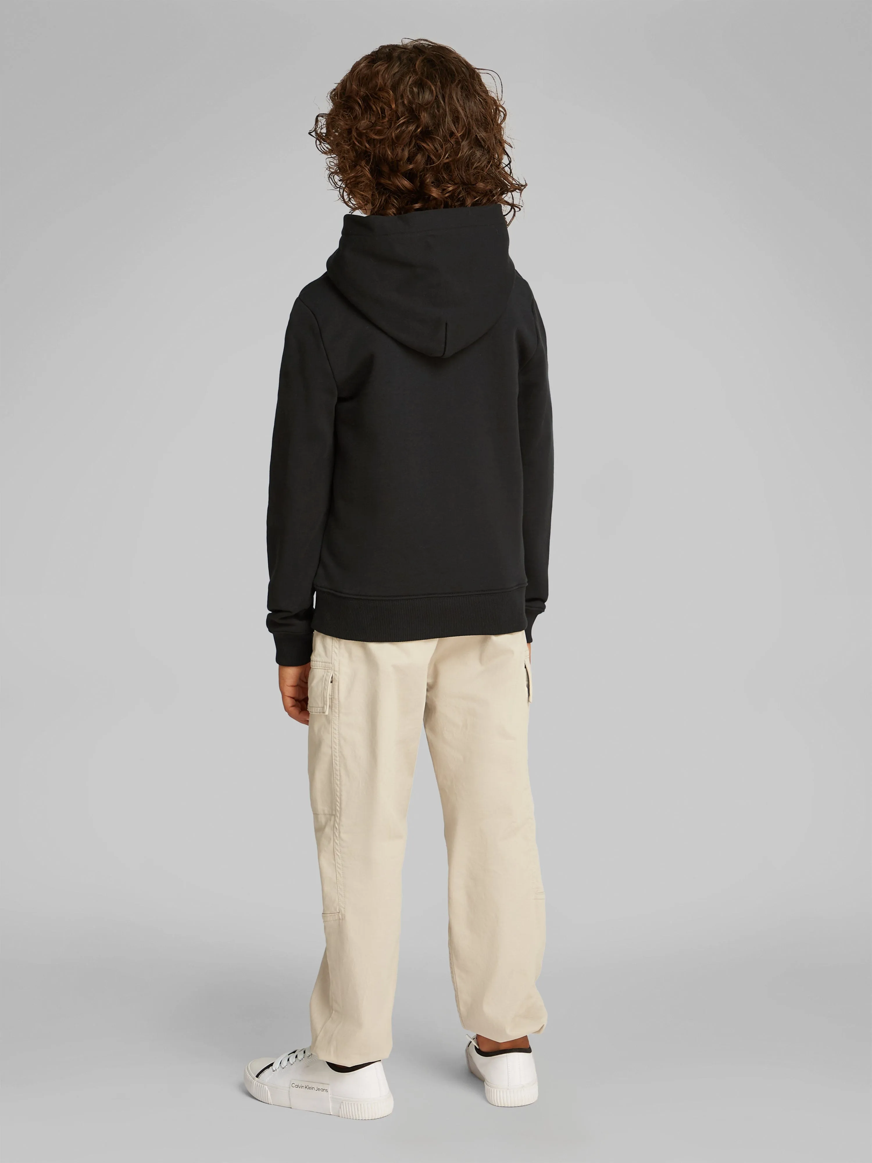 Calvin Klein Kids Logo Regular Terry Hoodie in Black