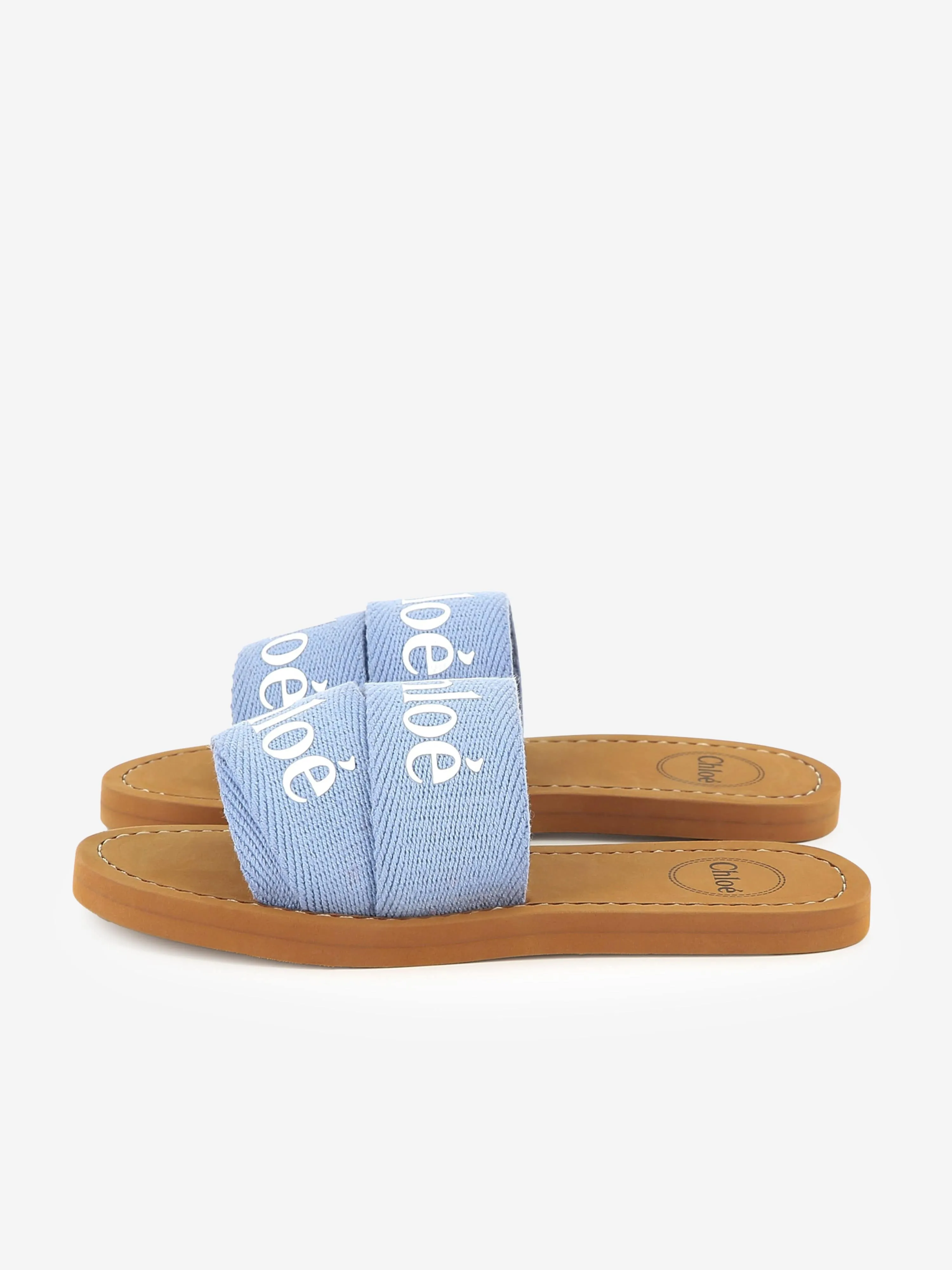 Chlo Girls Denim Logo Sliders in Blue