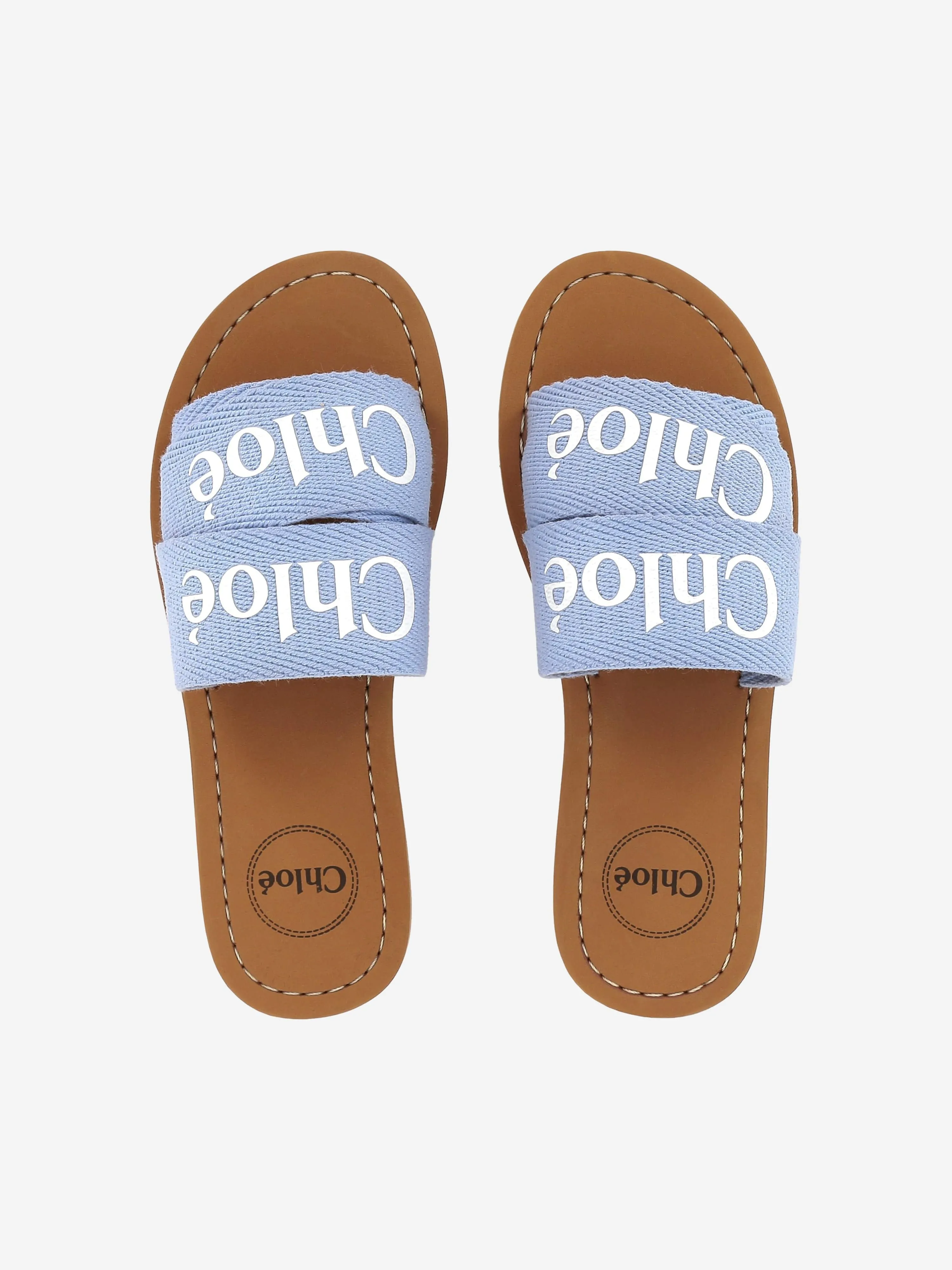Chlo Girls Denim Logo Sliders in Blue