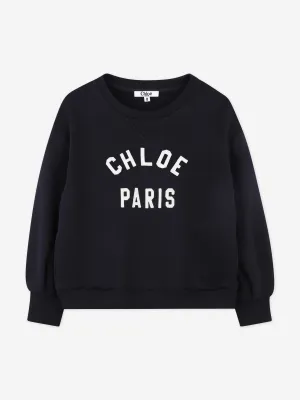 Chlo Girls Paris Logo Sweatshirt in Navy