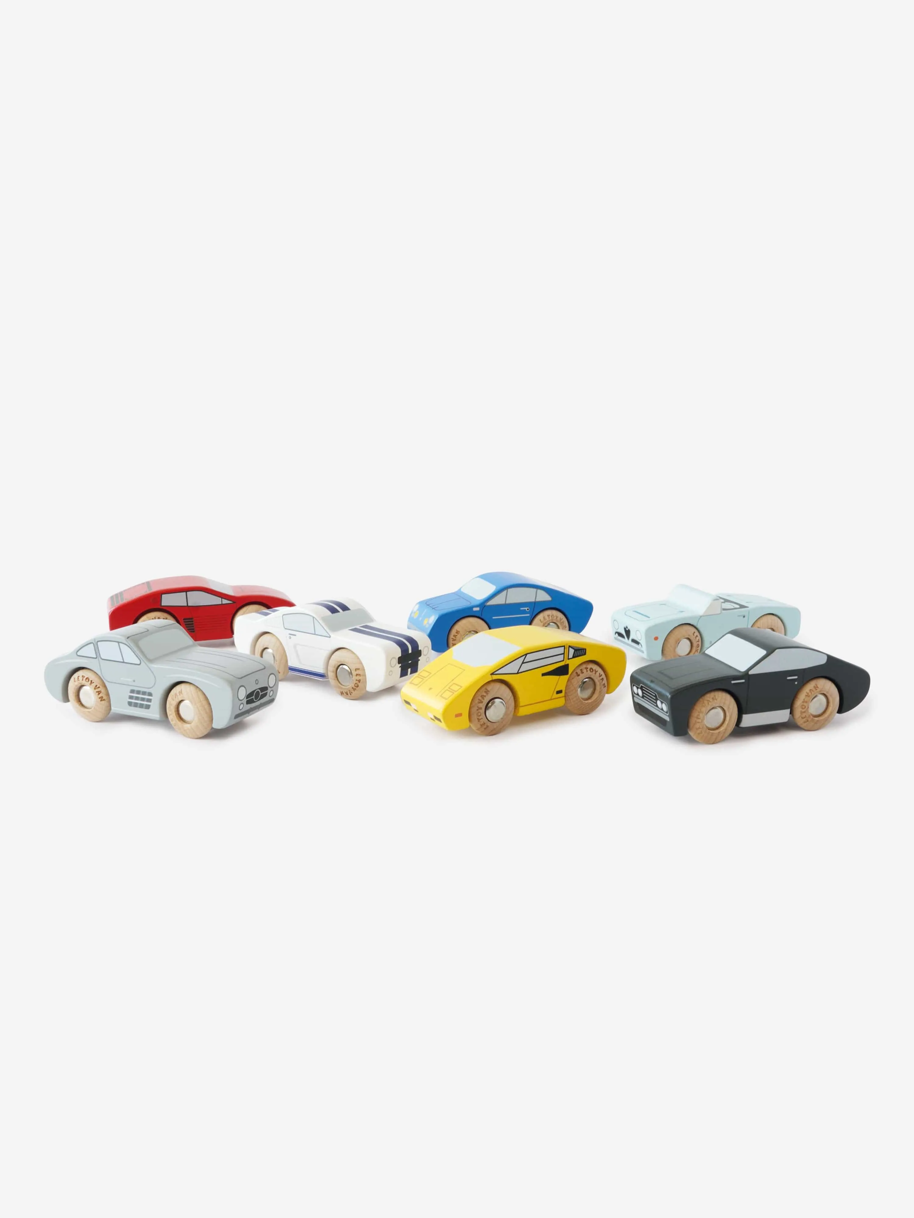 Classic Wooden Sports Cars-7 Piece (W:9 x D:3 x H:3.3 cm)