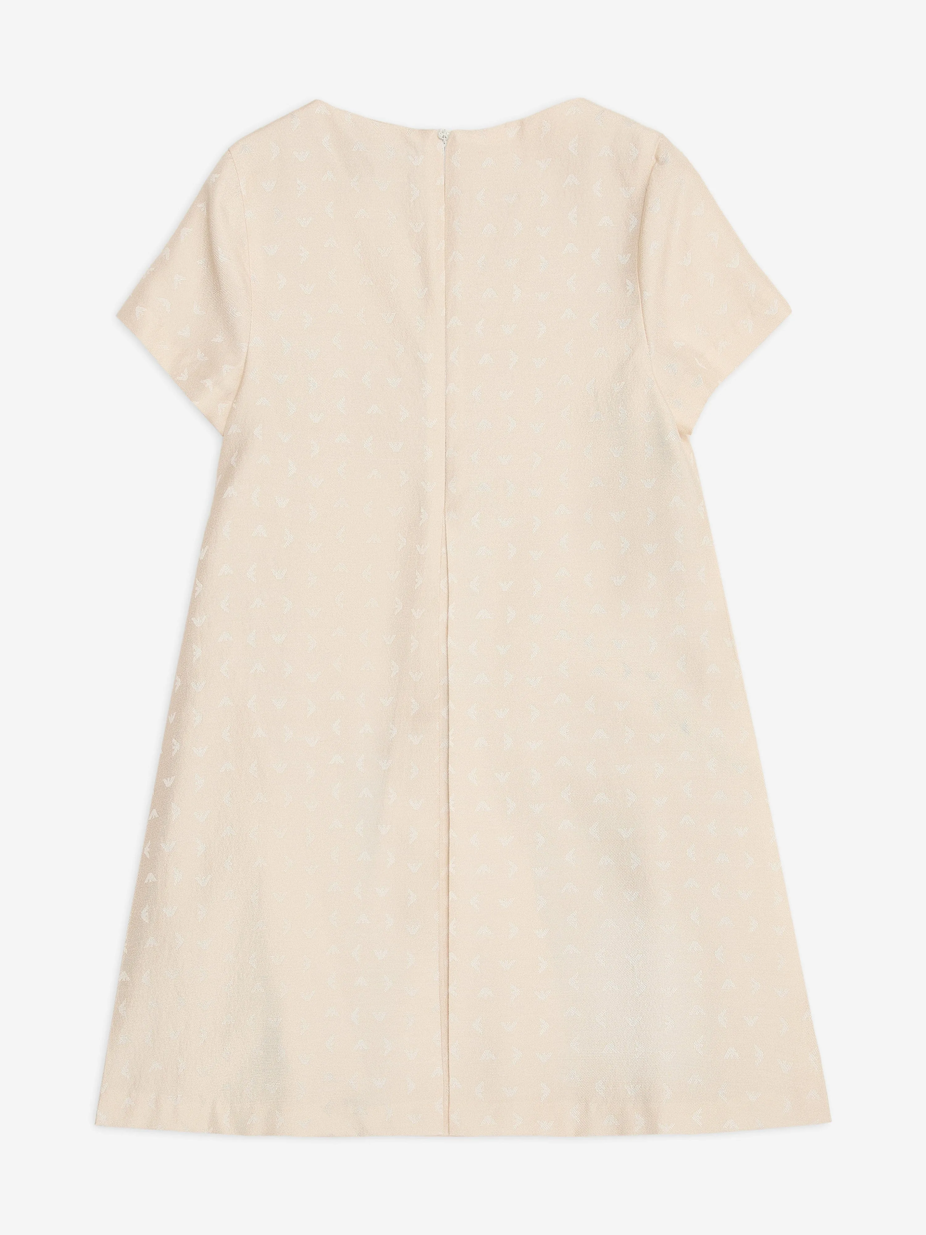 Emporio Armani Girls Logo Dress with Pleat in Beige