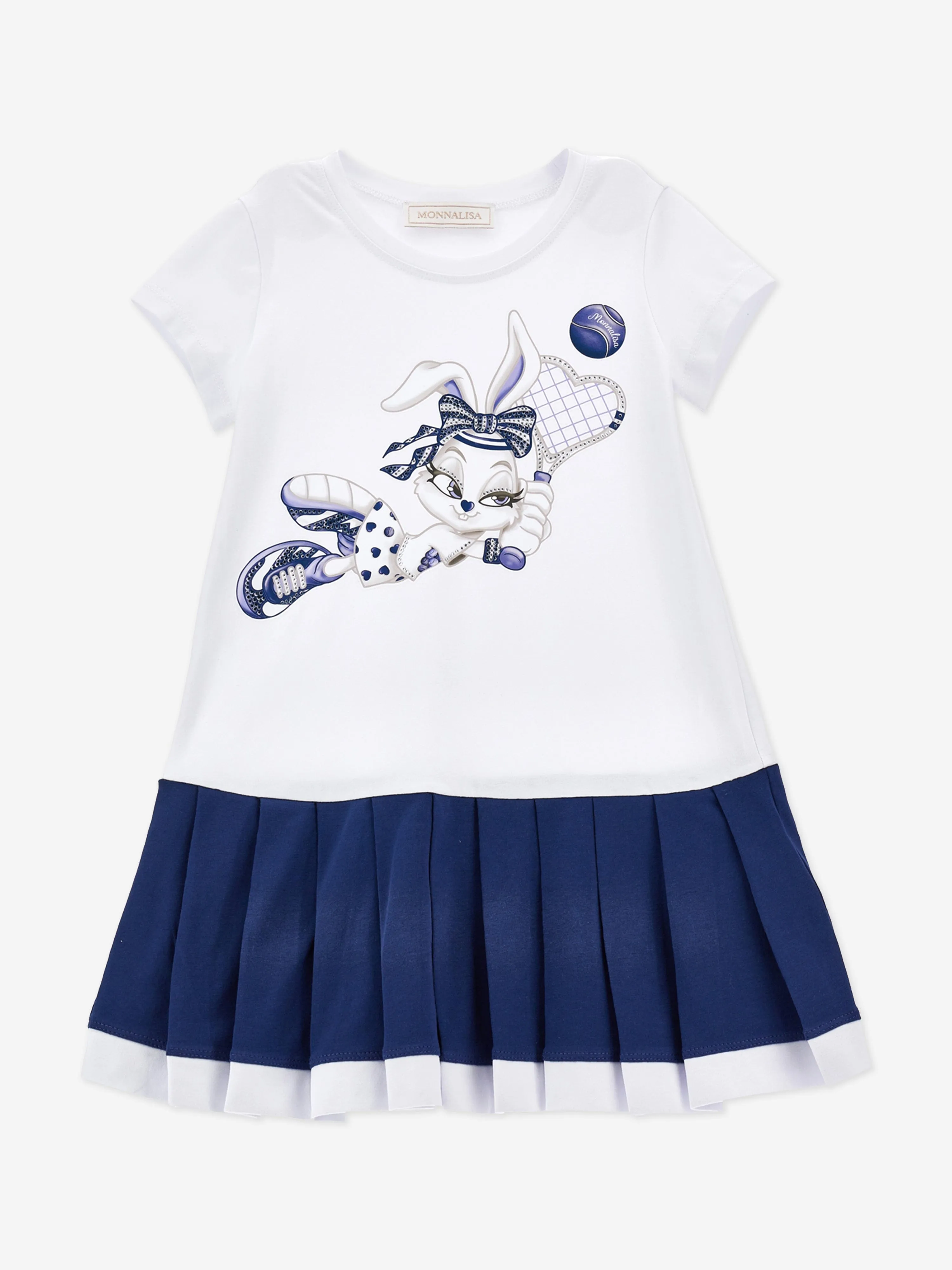 Girls Baseball Bunny Dress in White