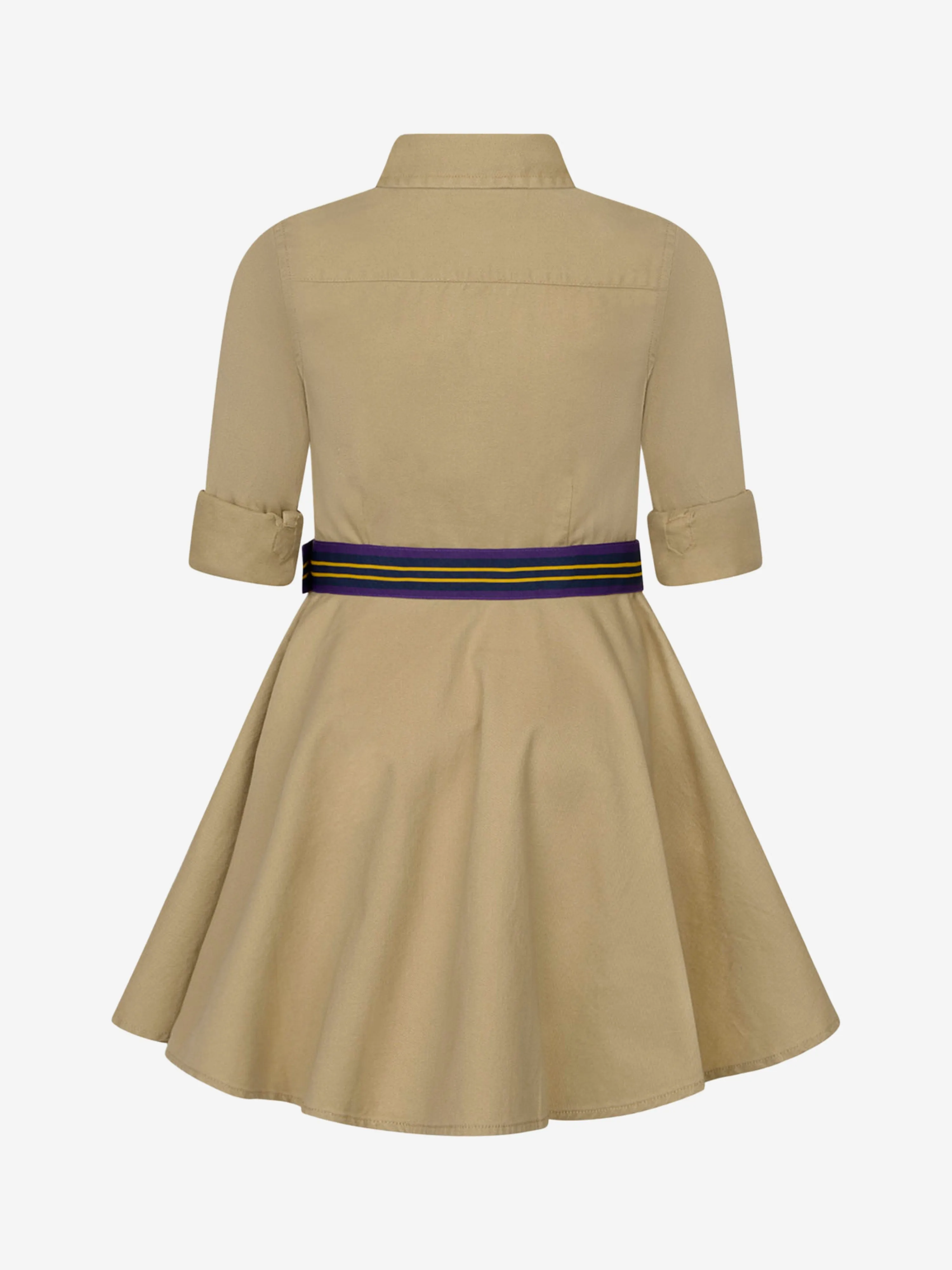 Girls Belted Chino Shirt Dress in Beige